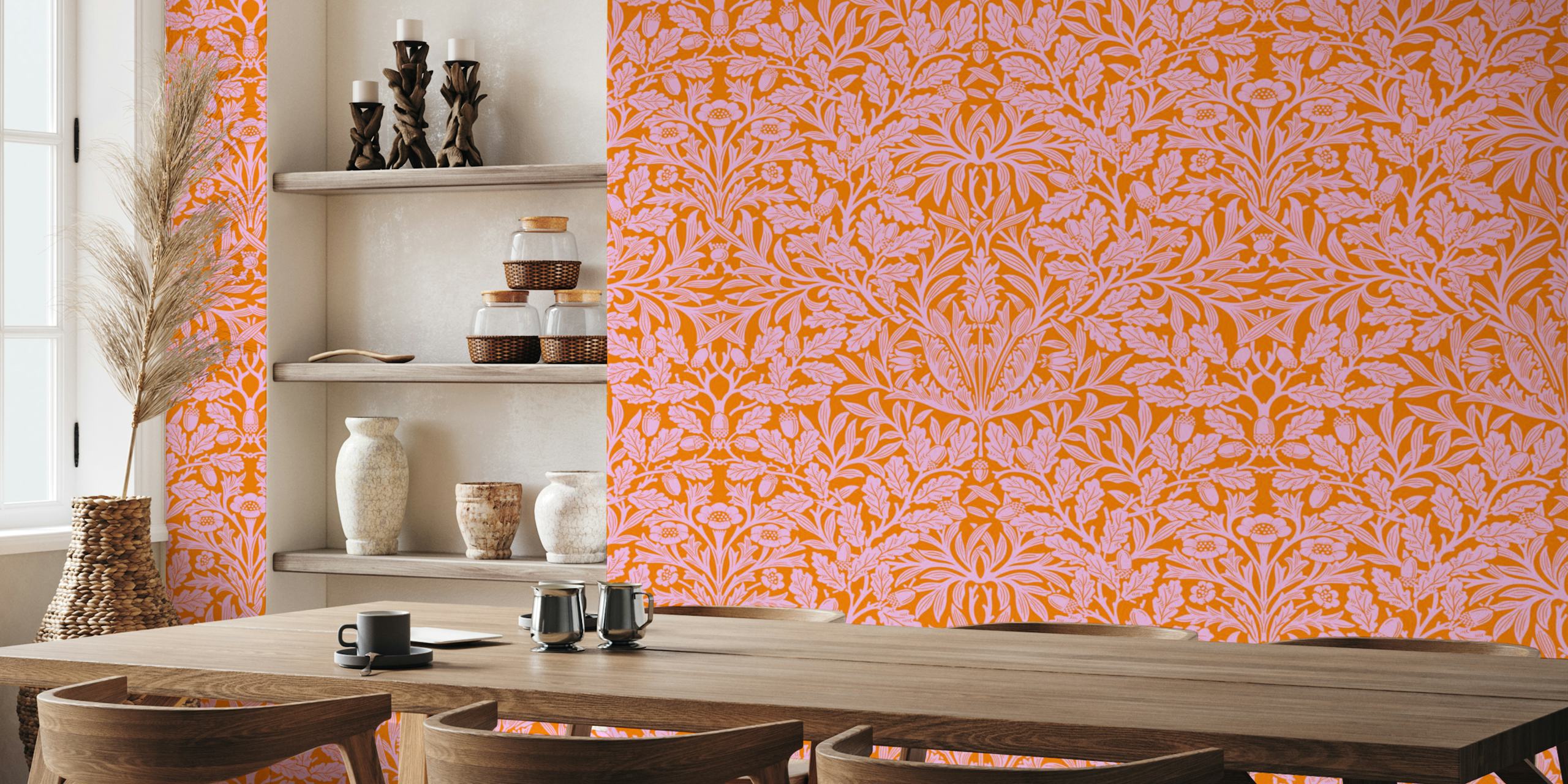 Victorian Acorn pattern 17 i orange pink