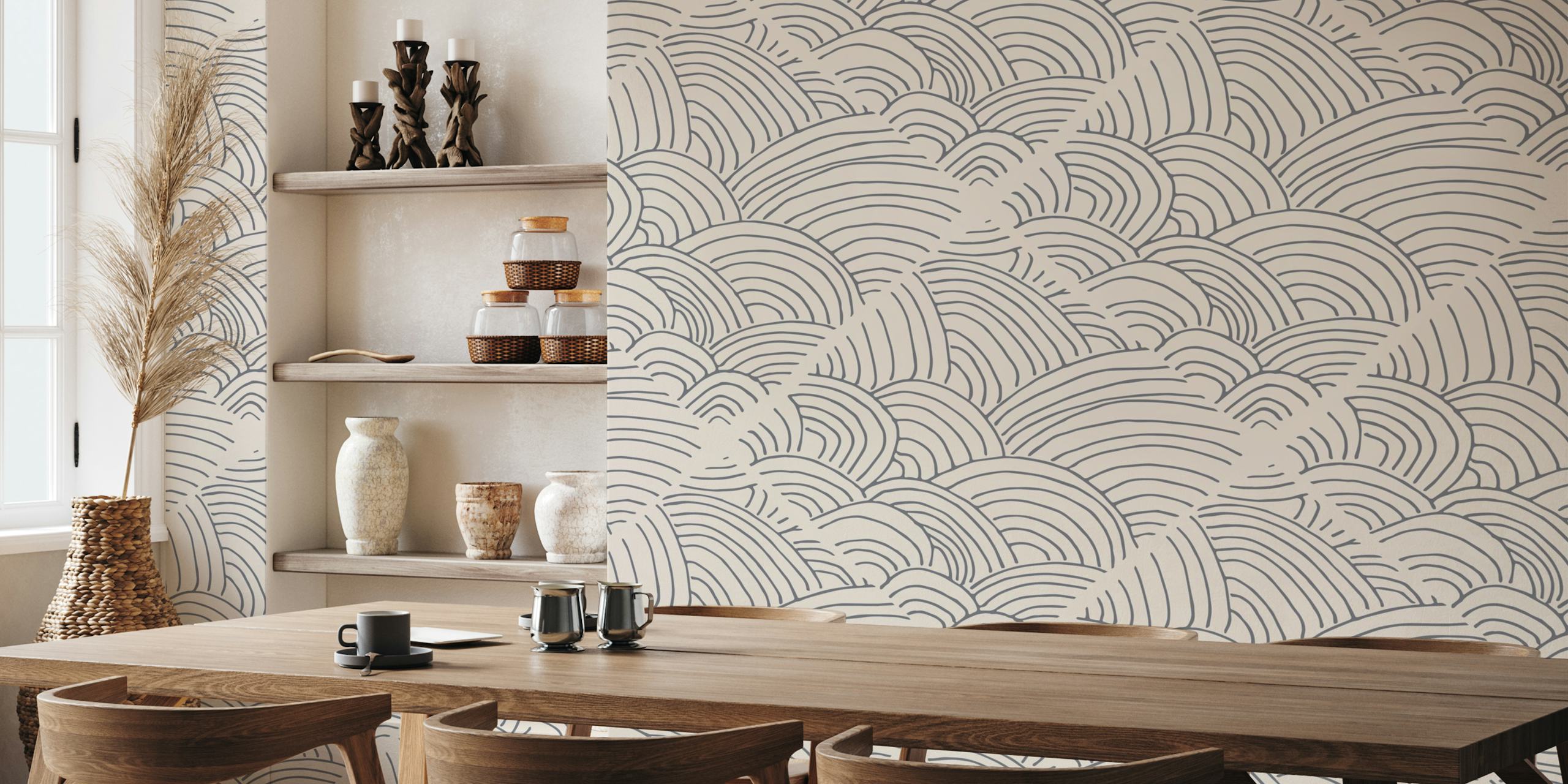 Minimalist Seawaves wallpaper in a room