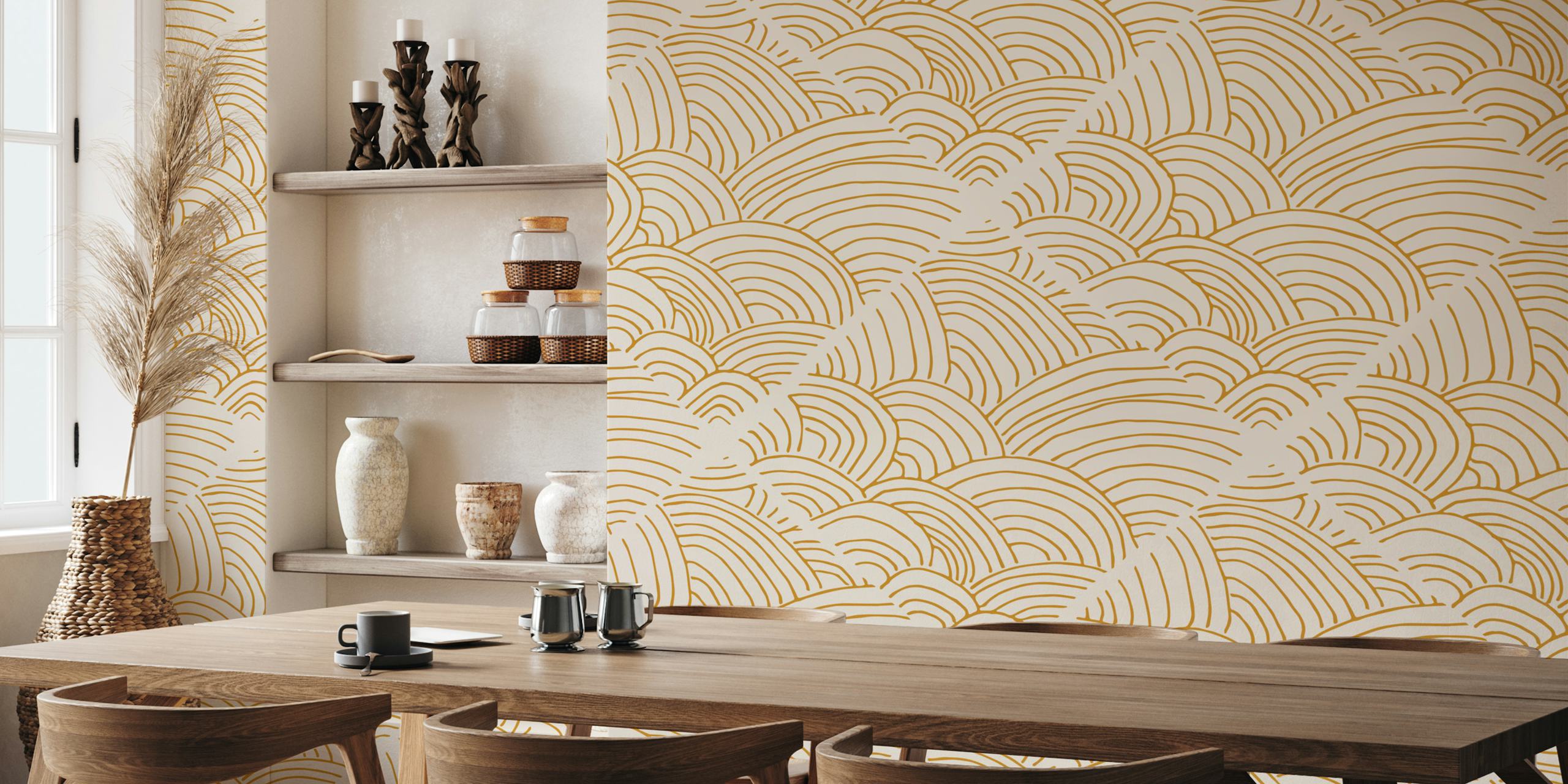 Minimalist Wave Swirl tapet i et rom