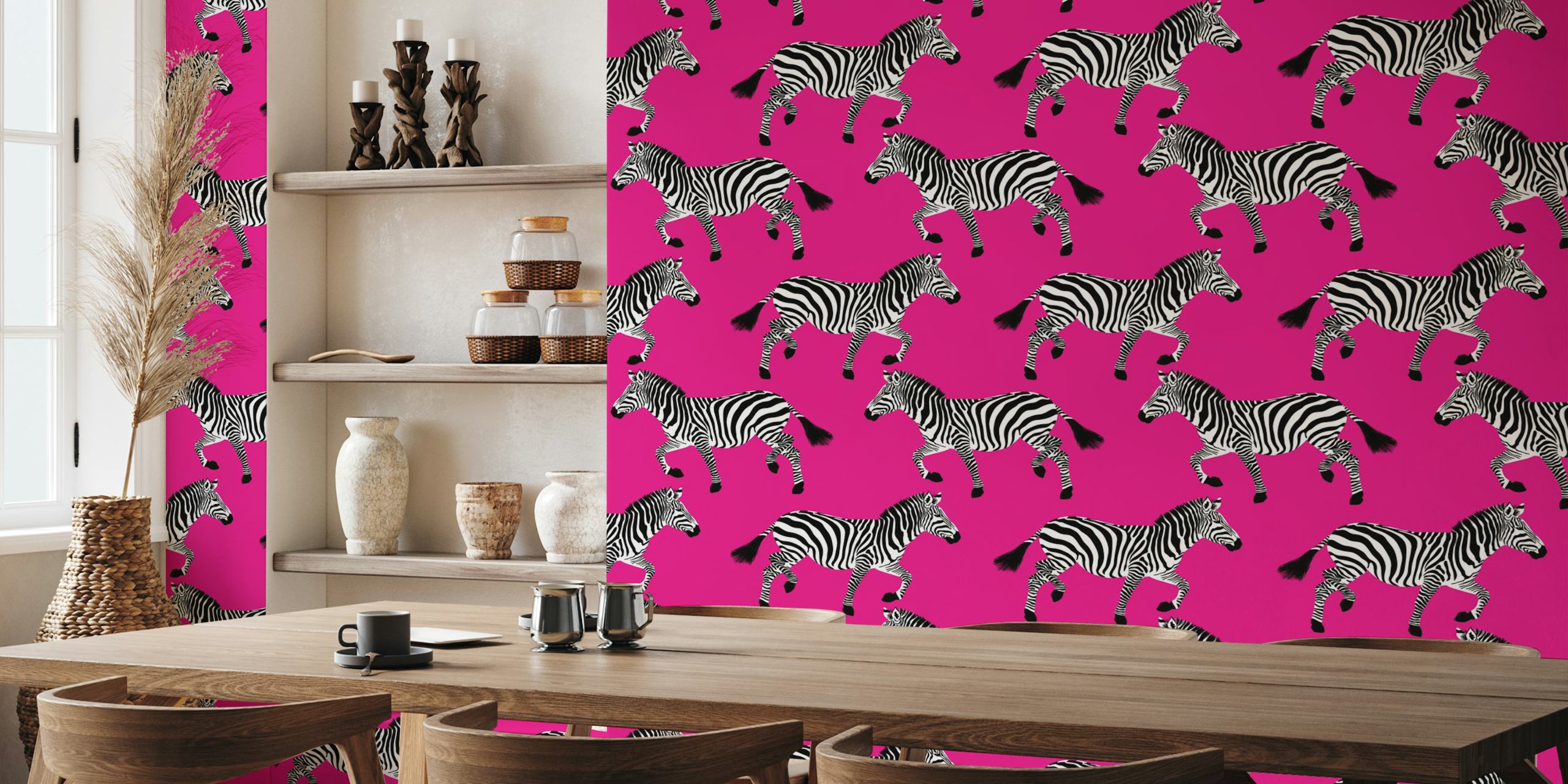 Dizajn Zebra wallpaper na ružičastoj pozadini