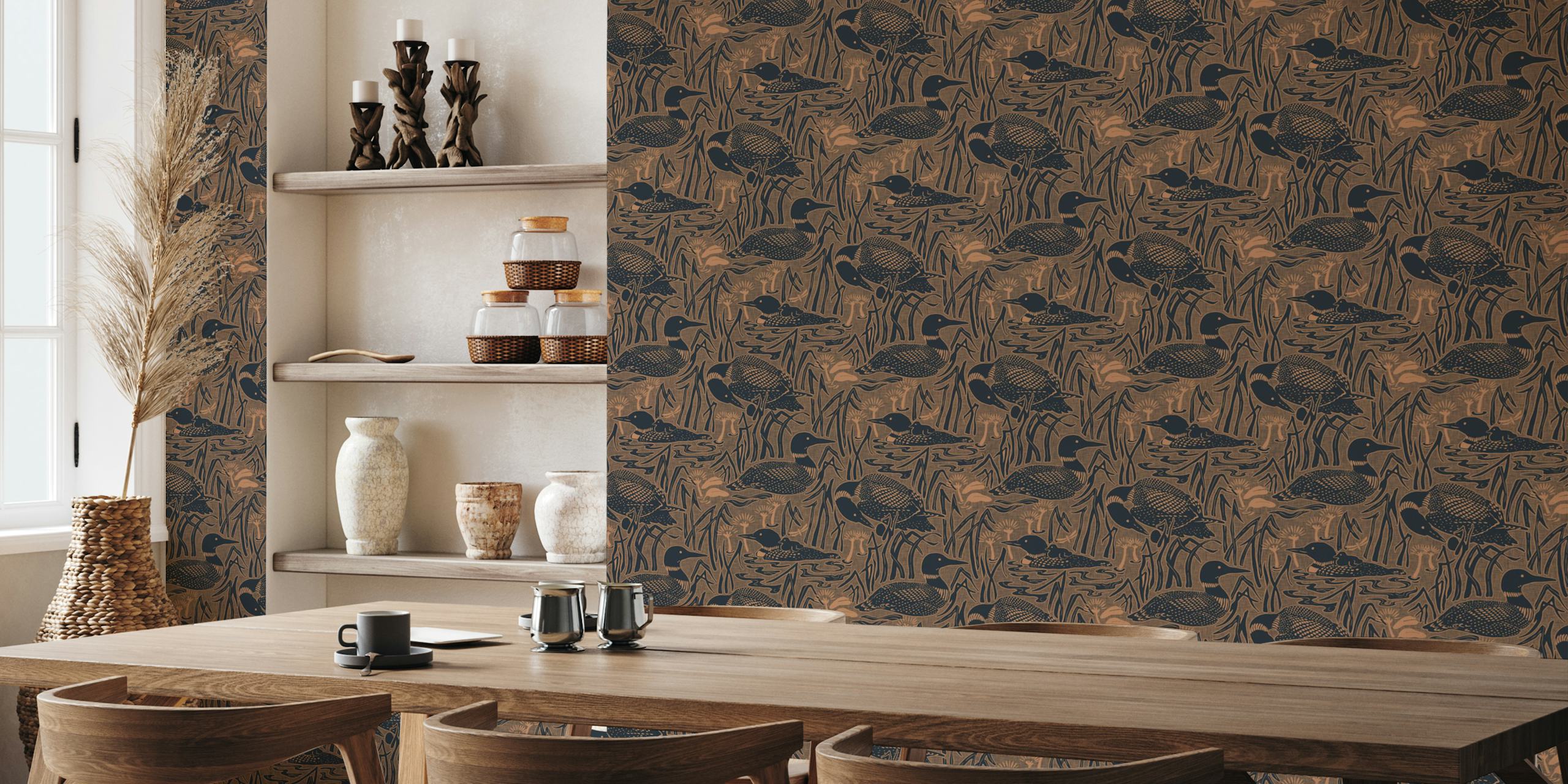 Tapeta Rustic Lakeside Birds v pokoji
