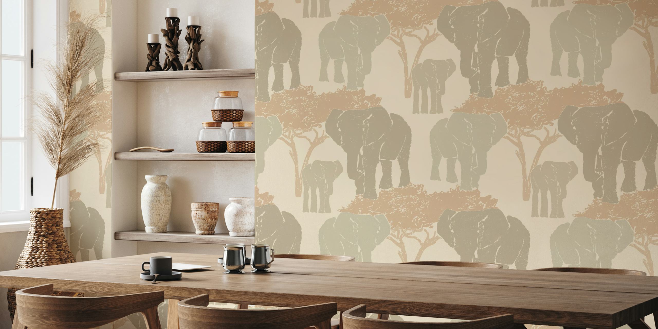 Majestic Elephant Tribe wallpaper in a room