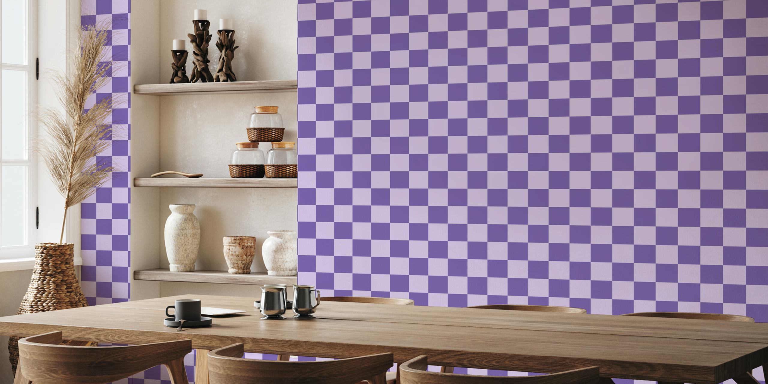 Two Colors Checkered Pattern wallpaper in a room