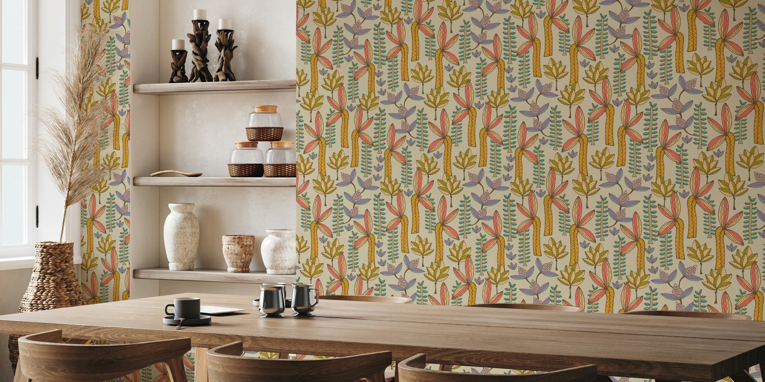 Bohemian Garden floral wallpaper in a room
