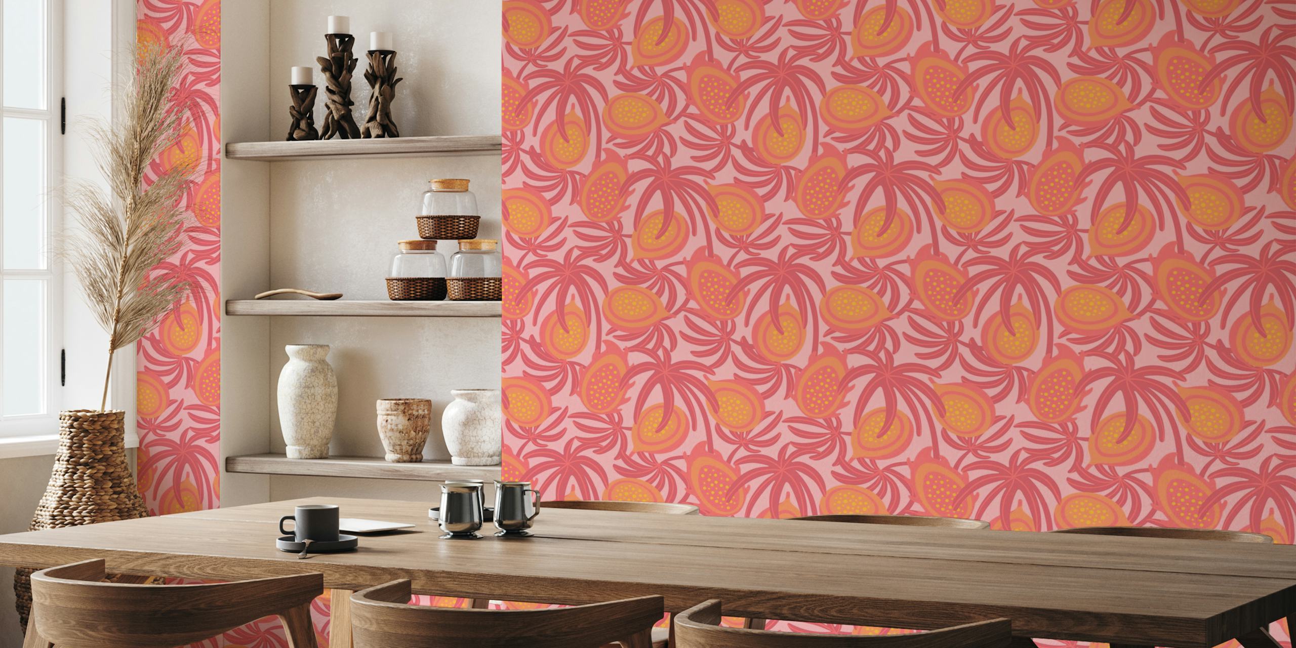 Papier peint Tropical Fruit Pink dans une pièce