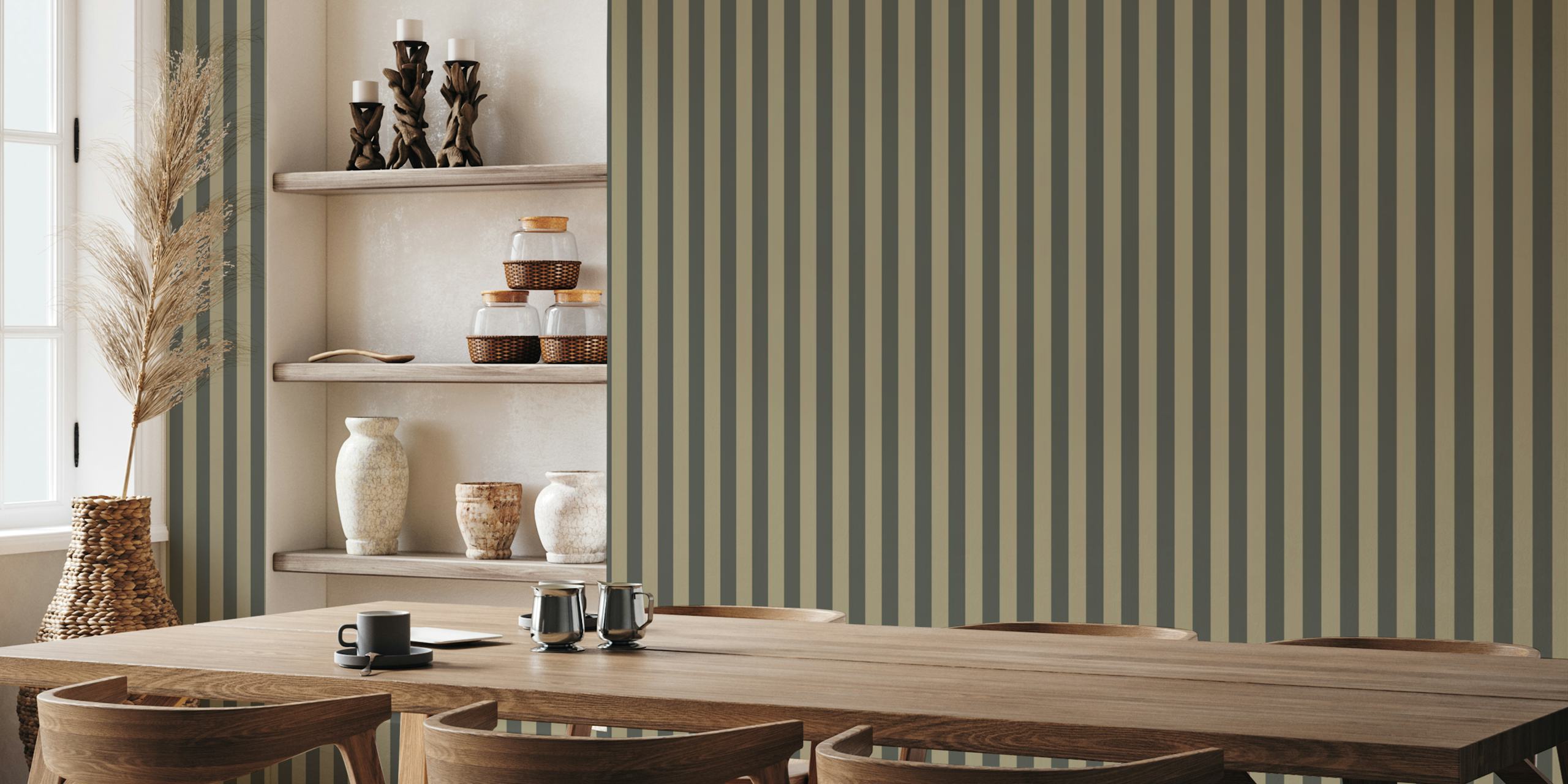 Papel tapiz Dark Sand Stripes mostrado en una habitación