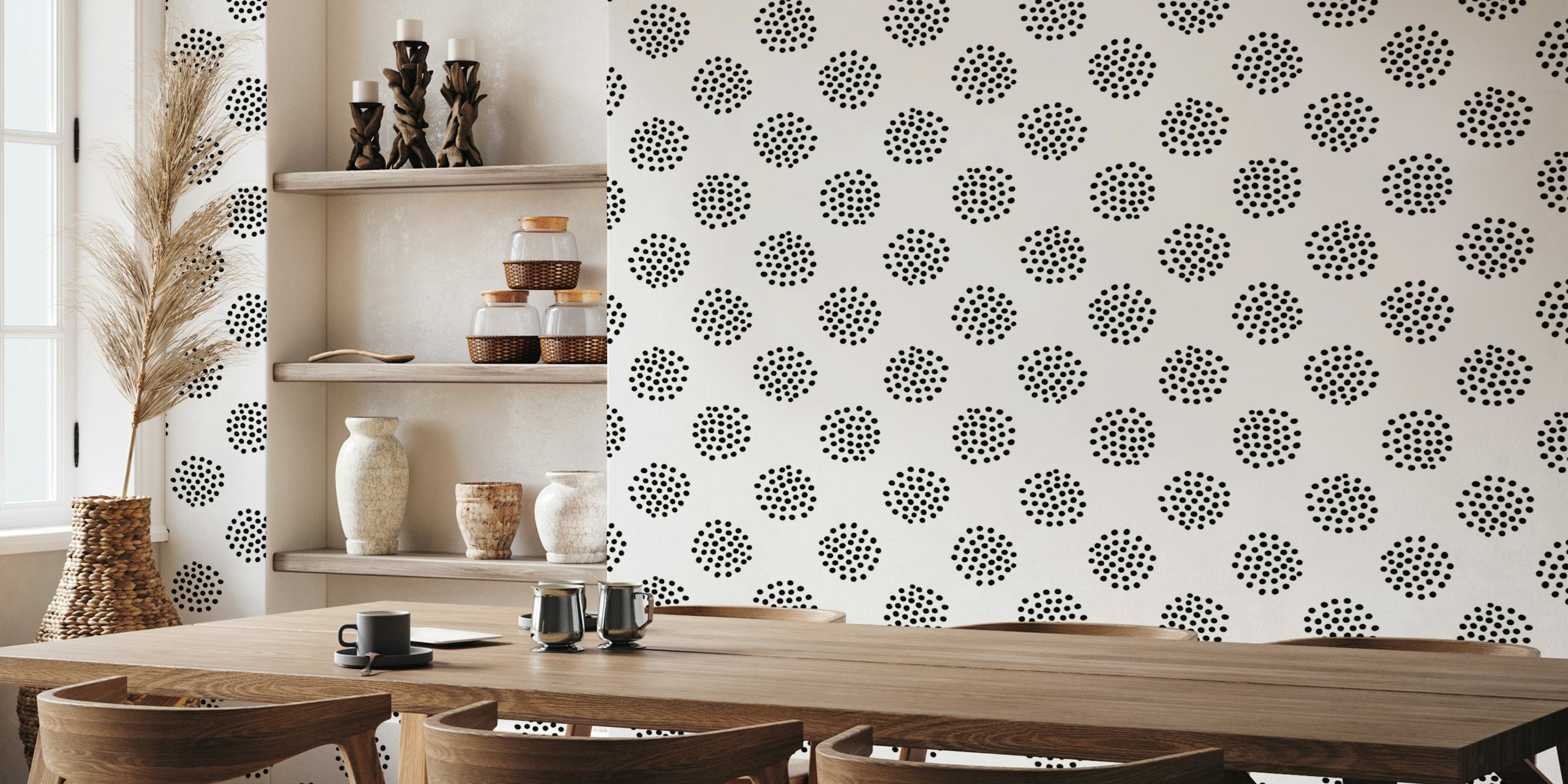 Dotty Dots black and white wallpaper in a room