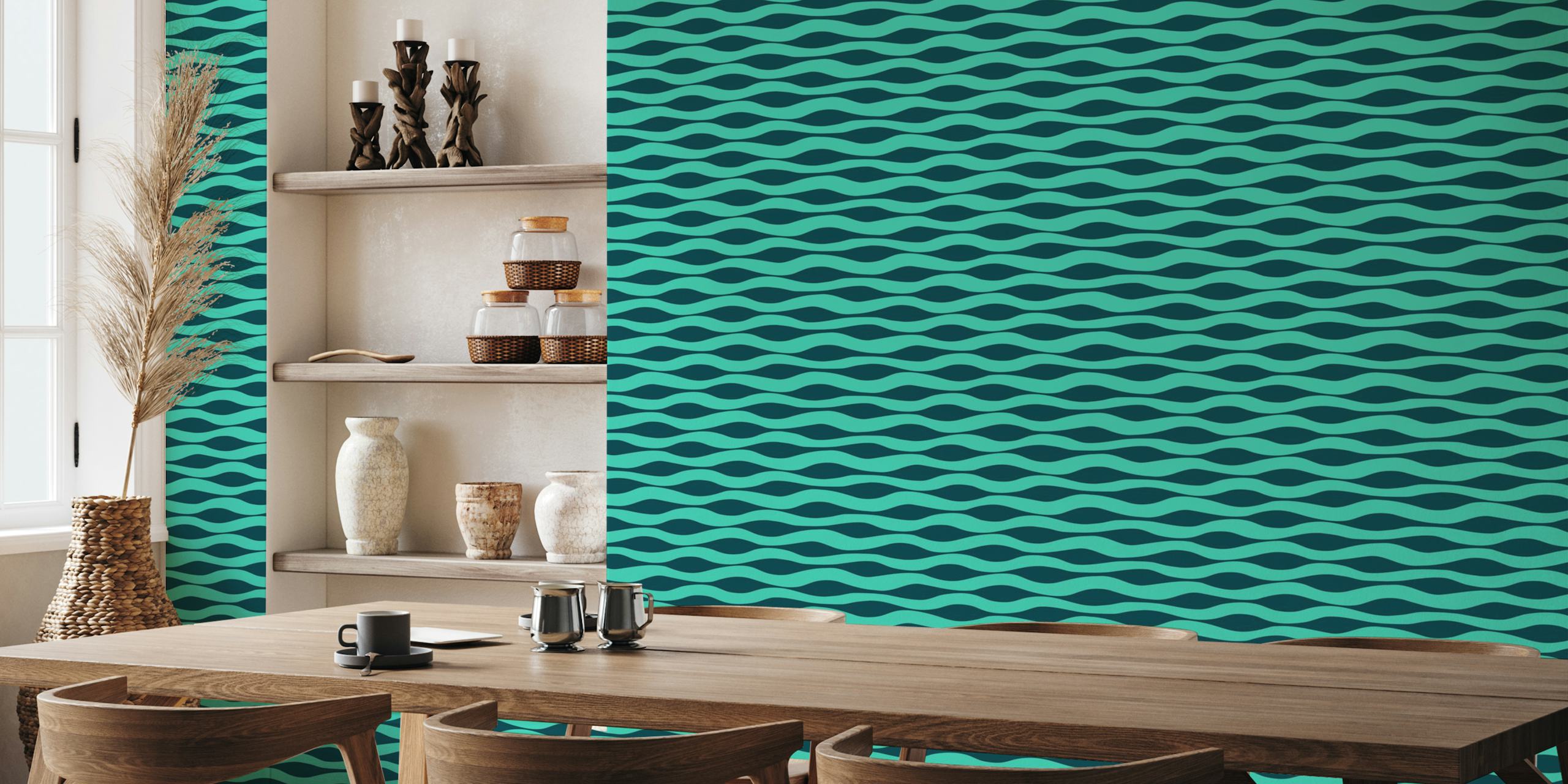 Ταπετσαρία Ripples Abstract Stripes σε ένα δωμάτιο