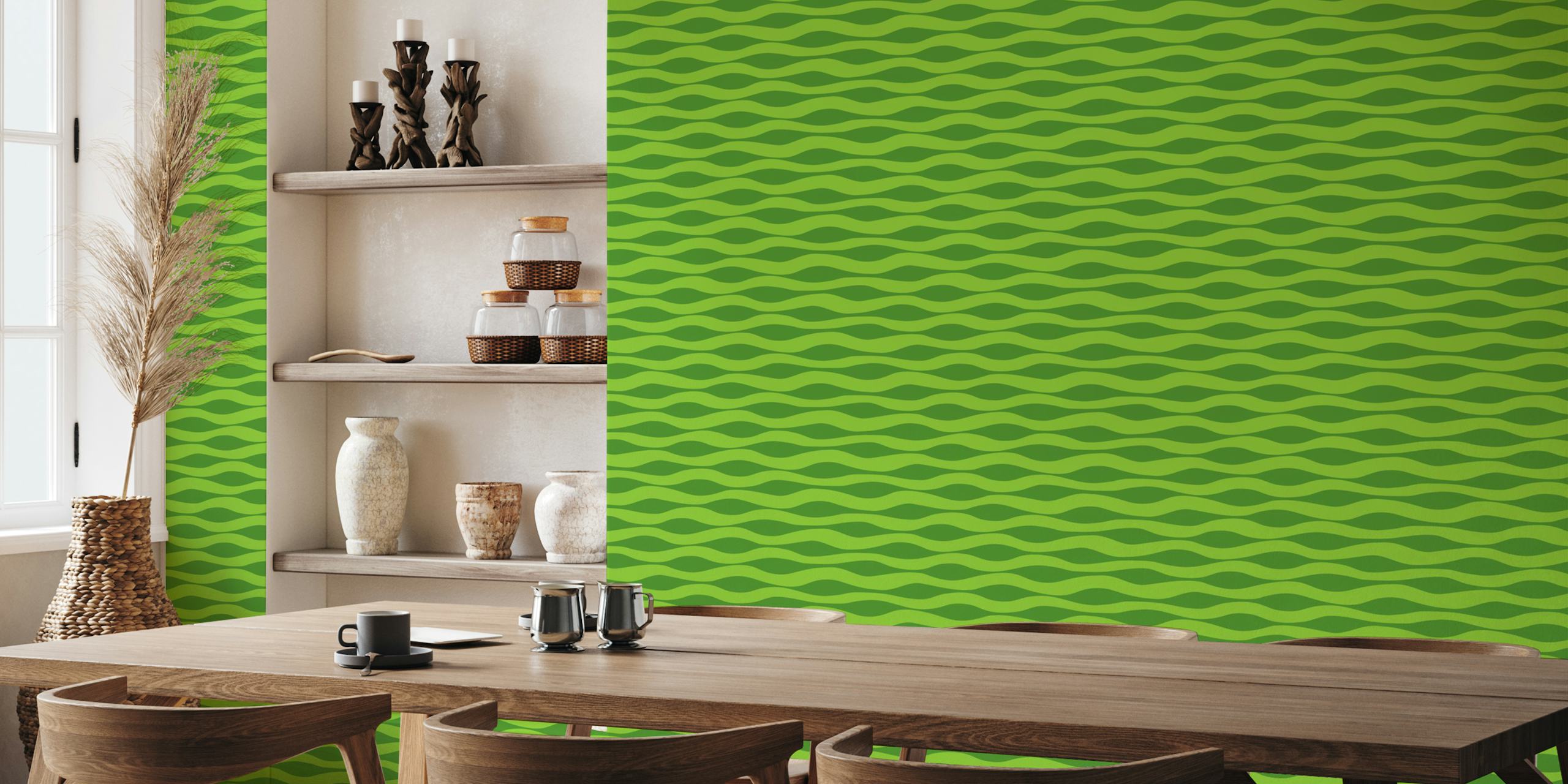 Ripples Abstract Stripes wallpaper in a room
