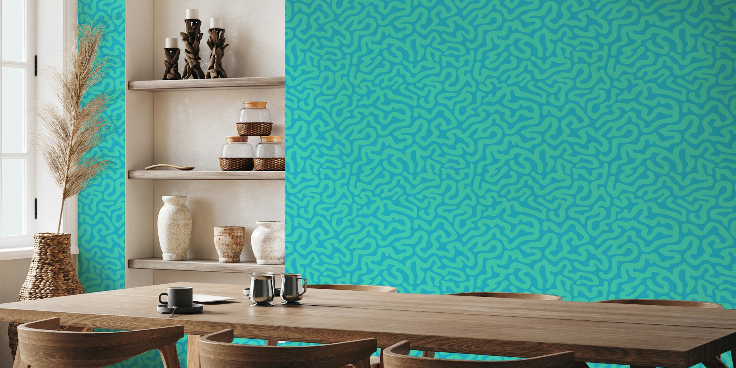 Brainy Abstract corail turquoise Coral Reef papier peint dans une pièce