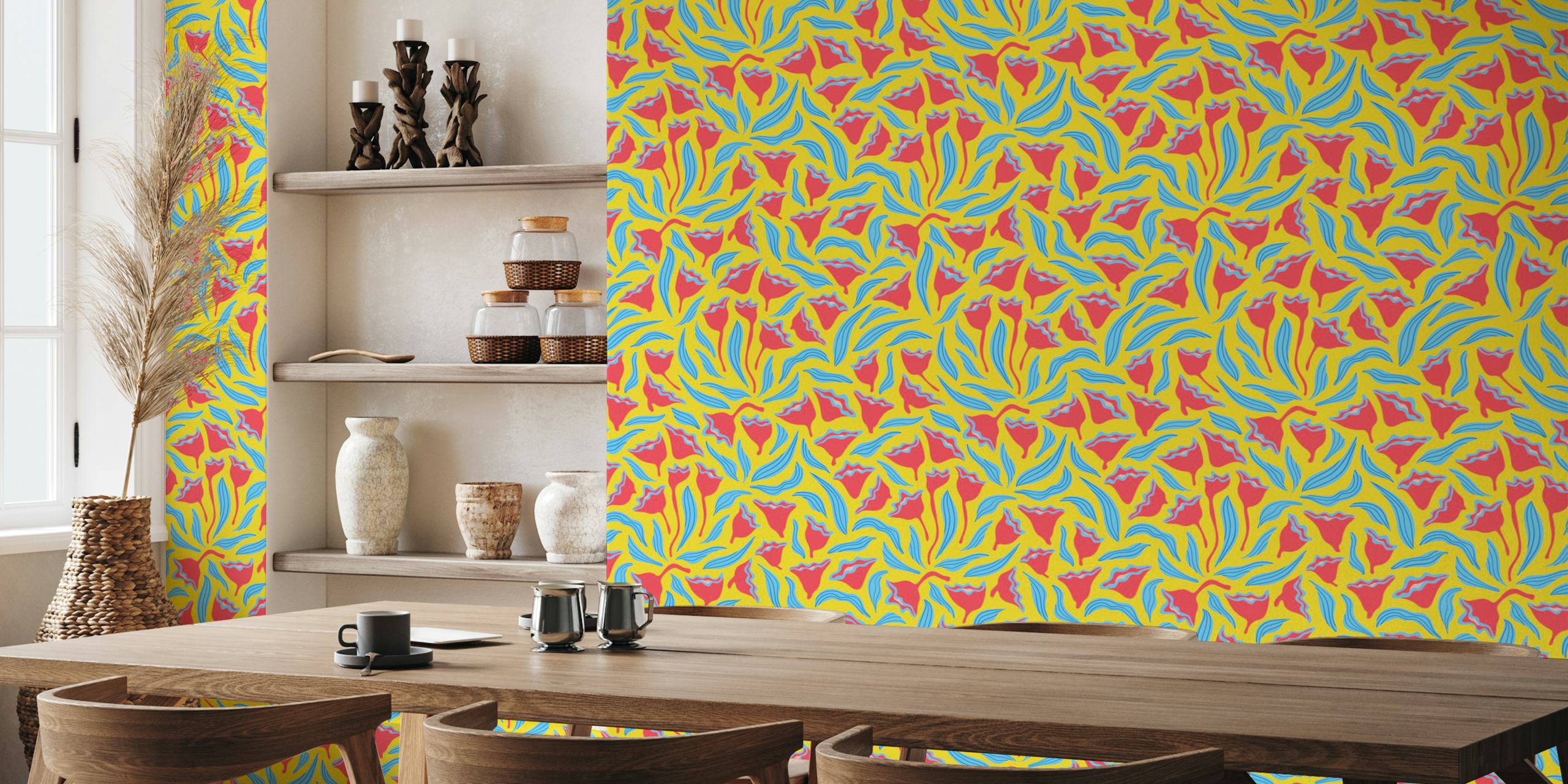 Kleurrijk Tulip Pop Bright Retro Groovy bloemontwerp
