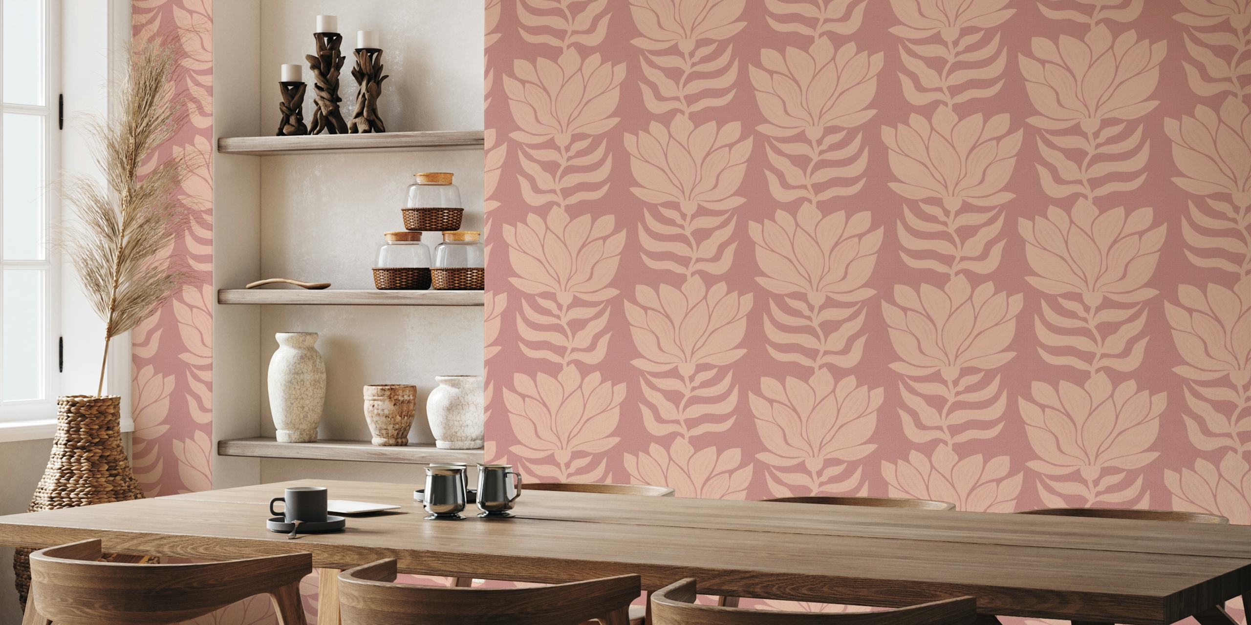 Wavy Abstract Modern Boho Flowers tapet i rummet