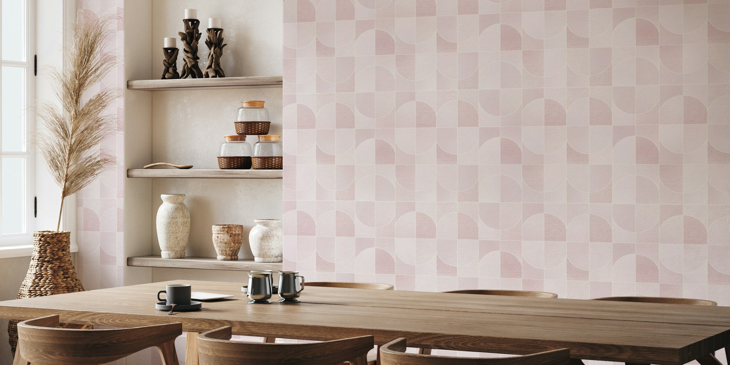 Tapeta Canvas Geo Tiles Blush u sobi