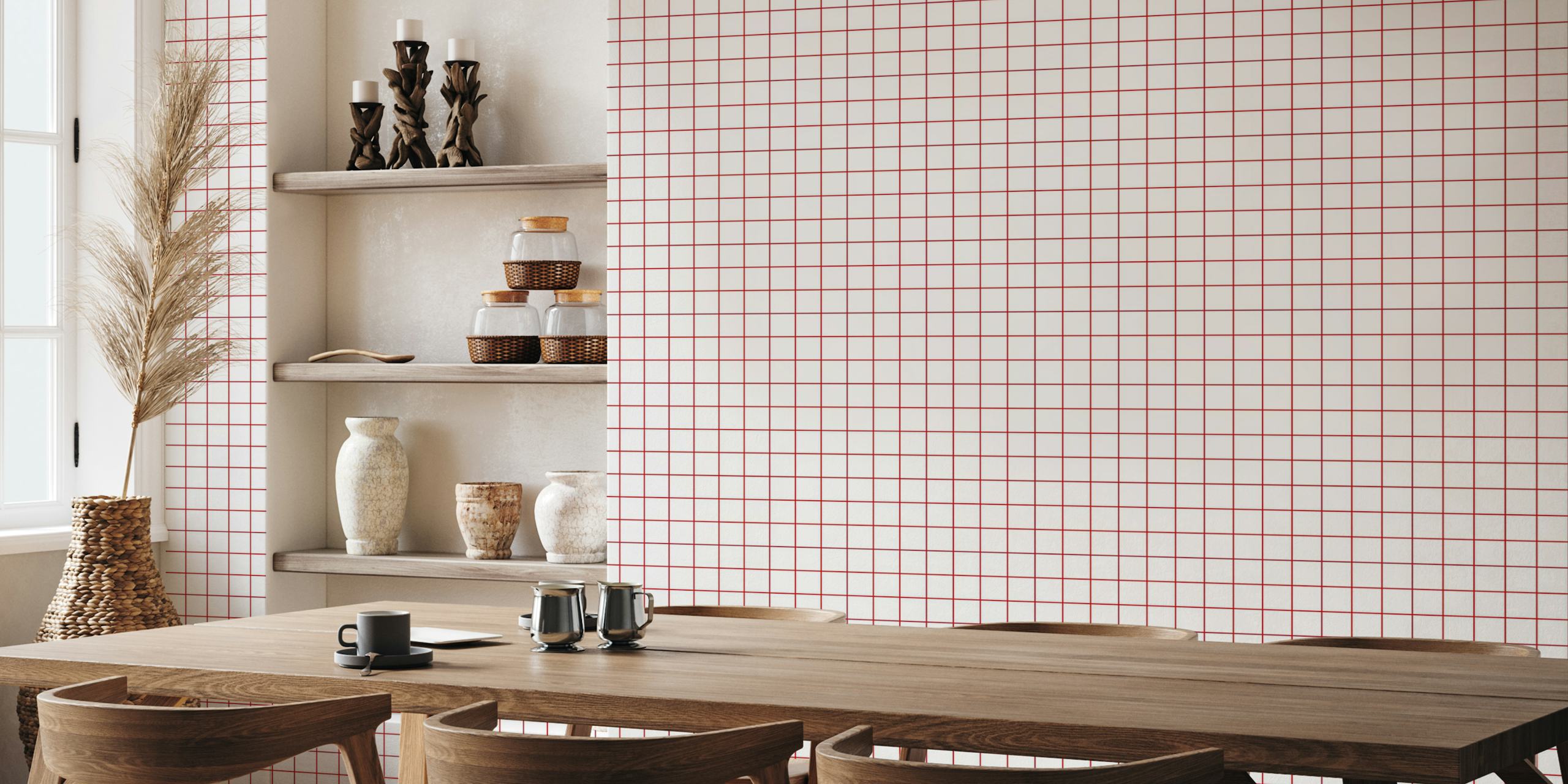Tapeta Grid Red prikazana u sobi