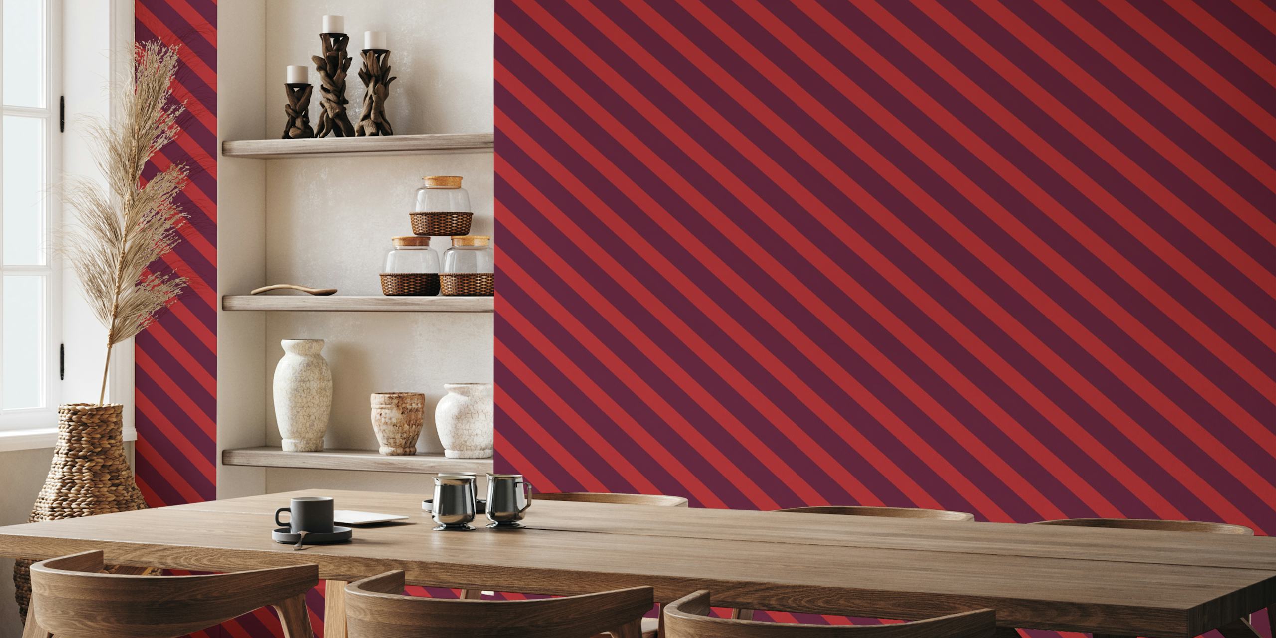 Tapeta Stripes Berry w nowoczesnym pokoju