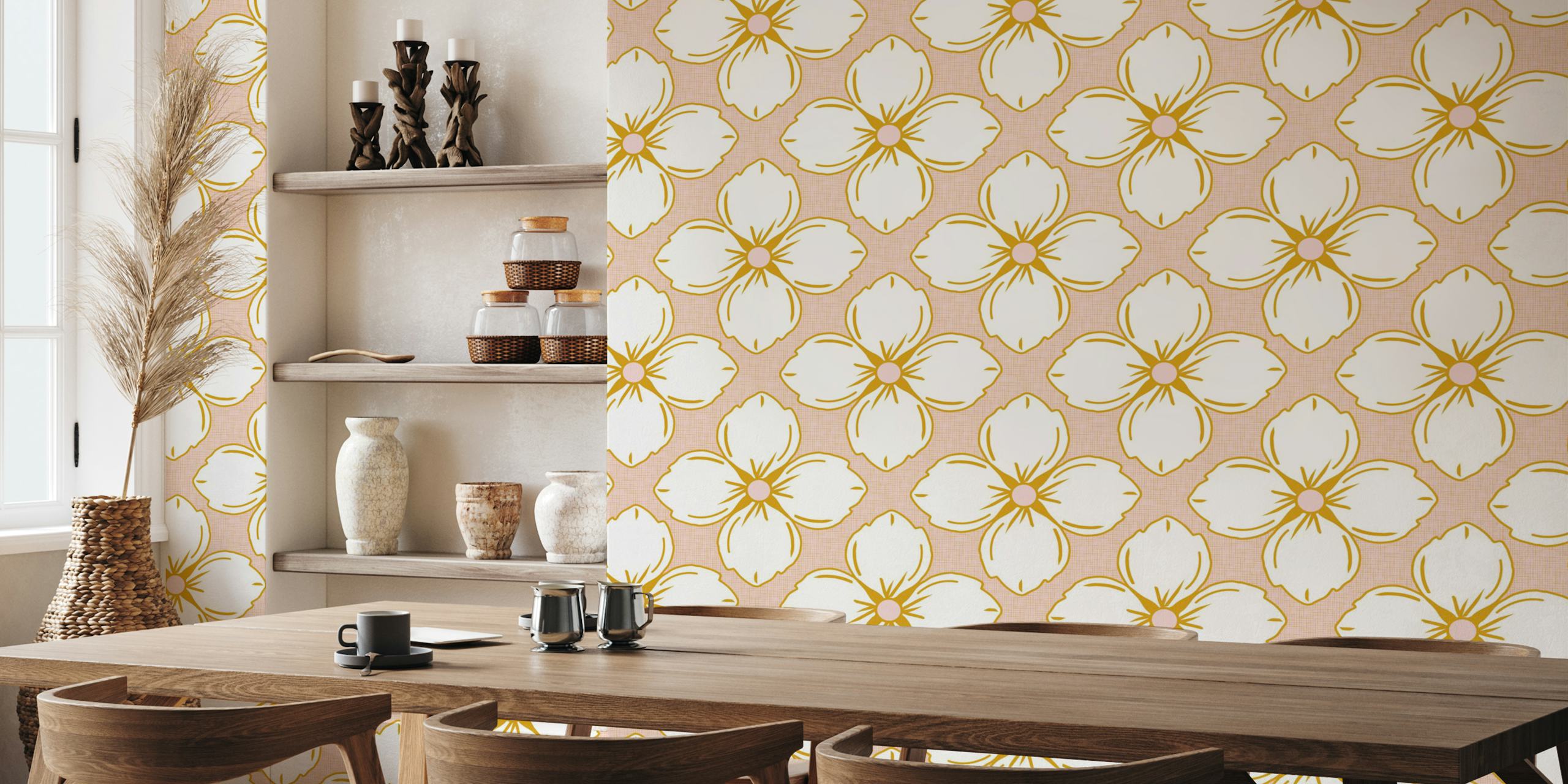 Pastel rose gold hydrangea petals wallpaper