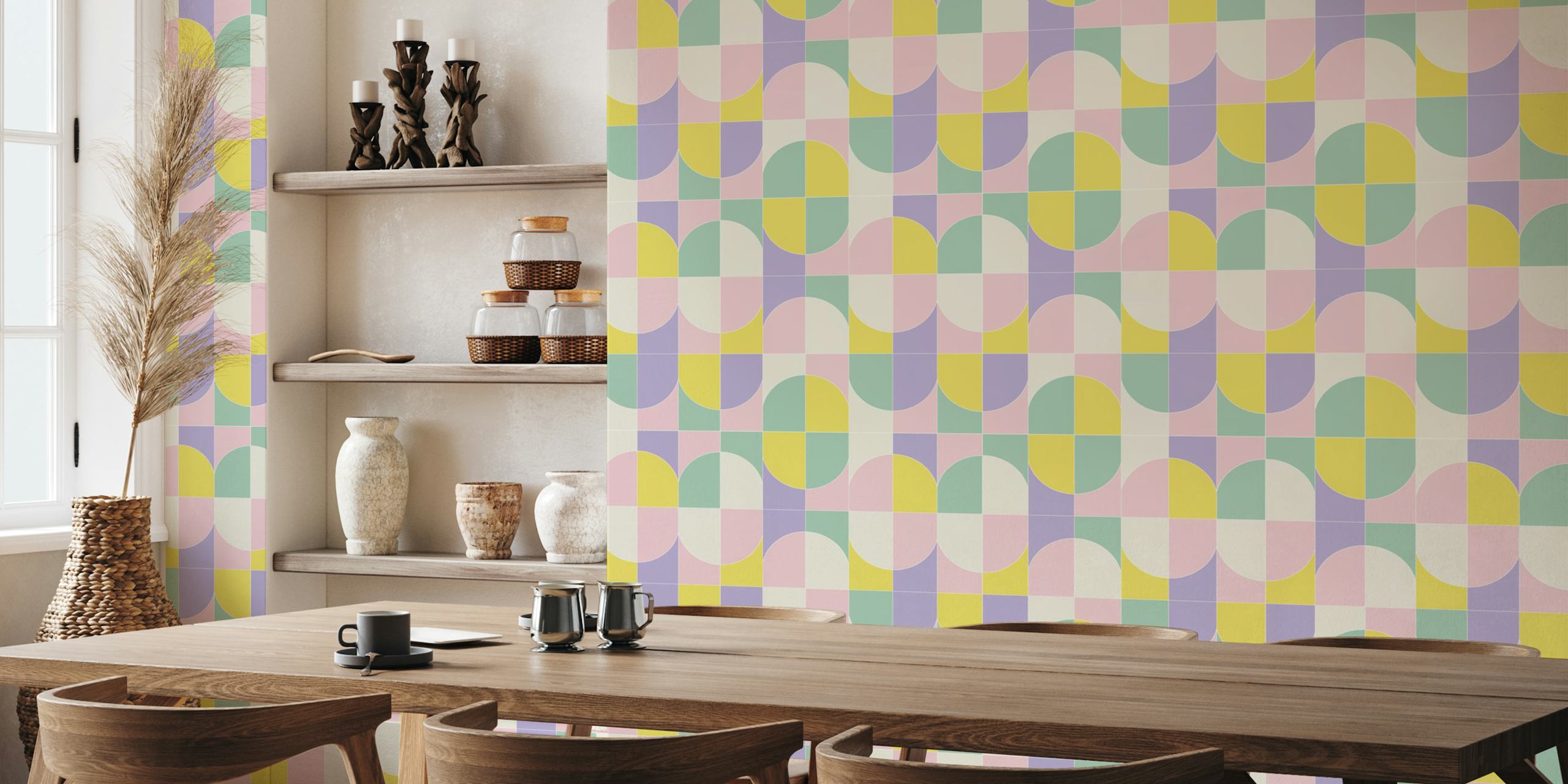Carta da parati Bold Geo Tiles 05 in una stanza moderna
