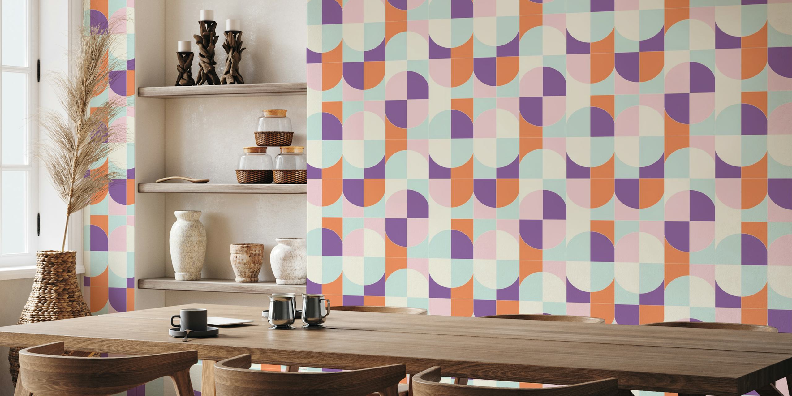 Bold Geo Tiles 06 papier peint dans une pièce