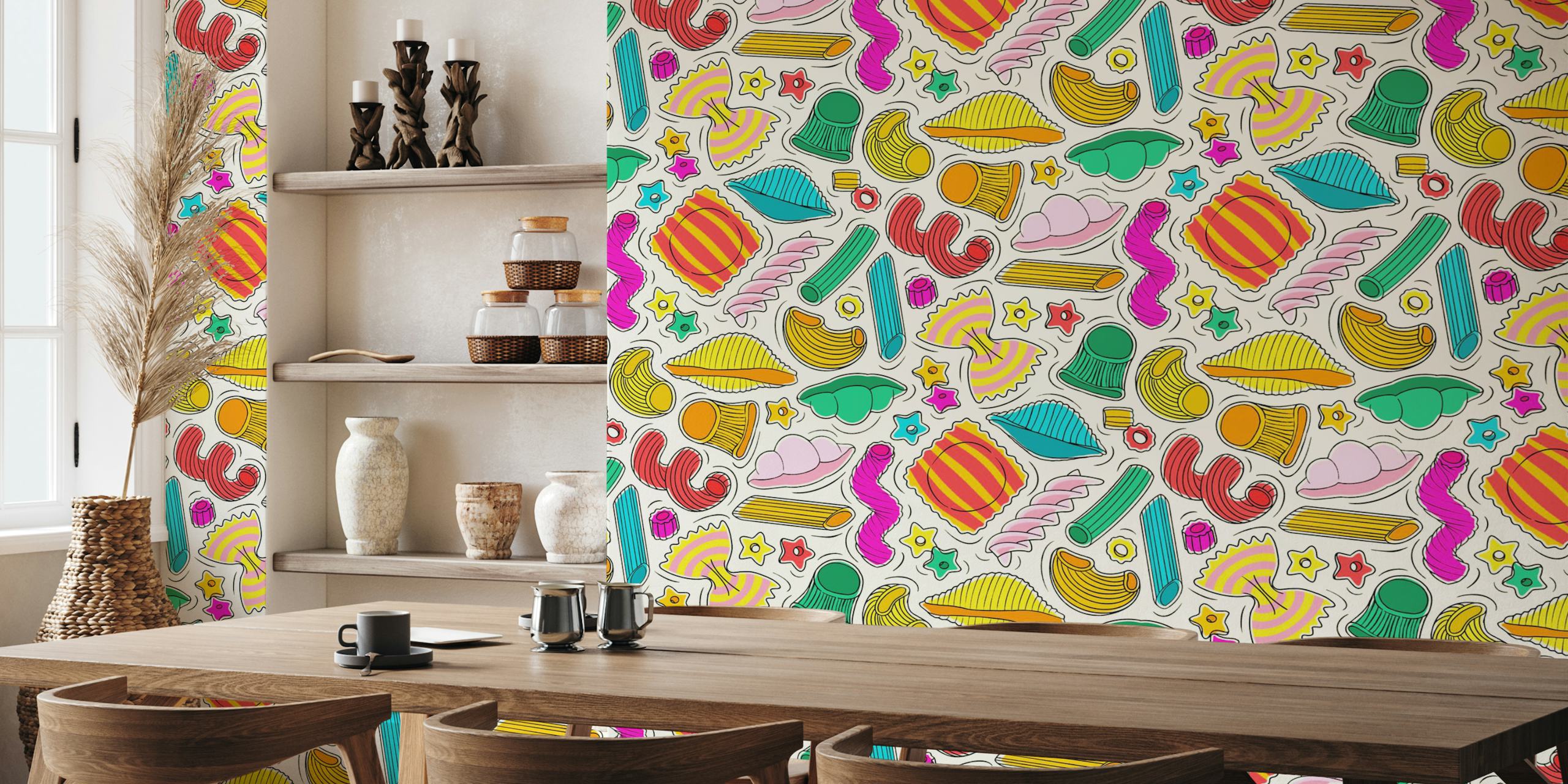 A Pasta Party tapetdesign i et rom