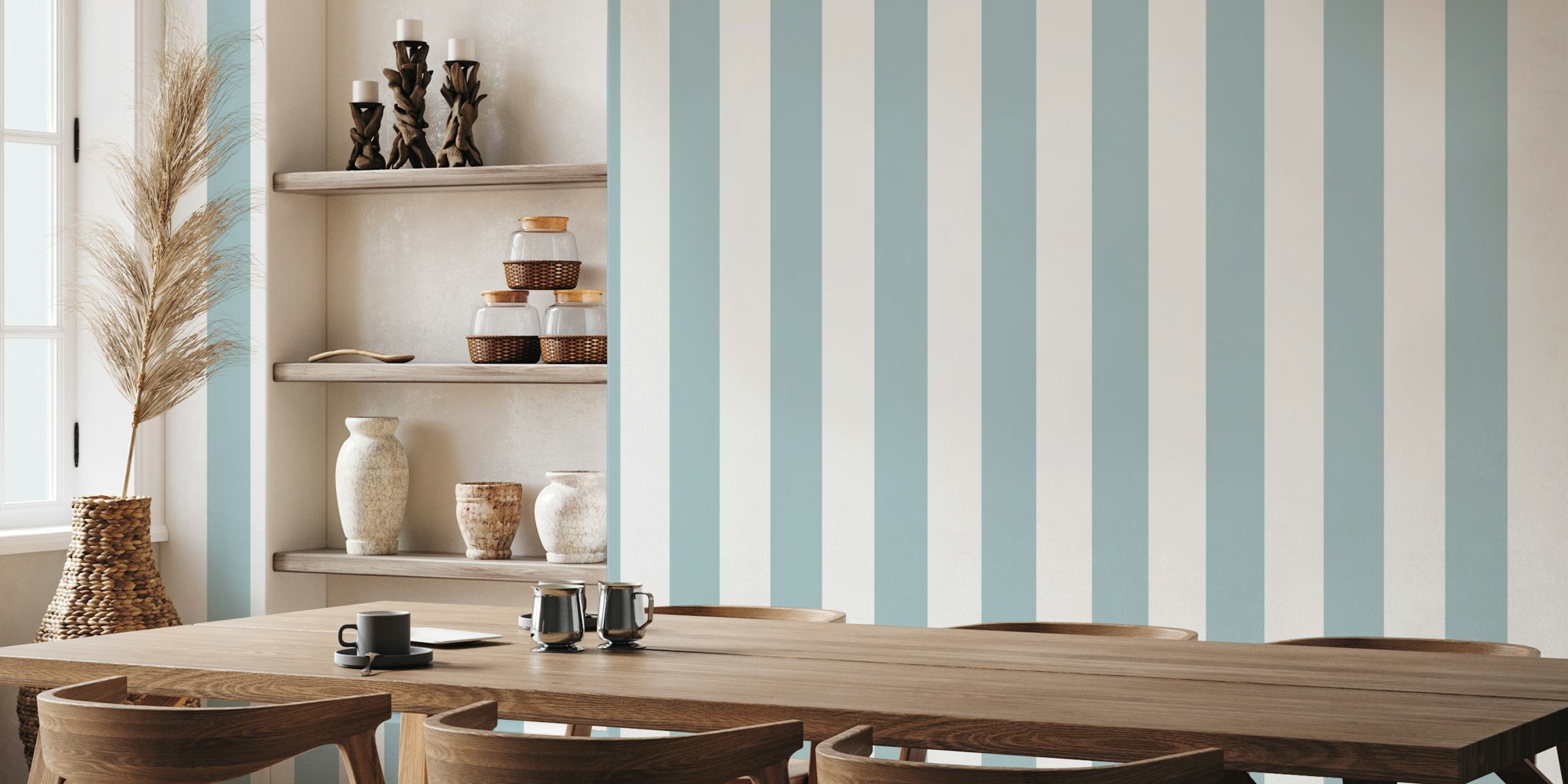 Gray White Scandi Stripes tapetti lastenhuoneessa