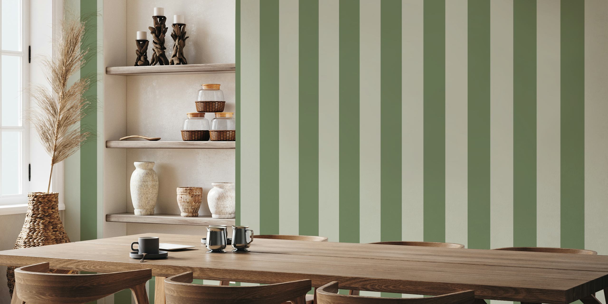 Ταπετσαρία Green Sage Scandi Stripes σε nursery