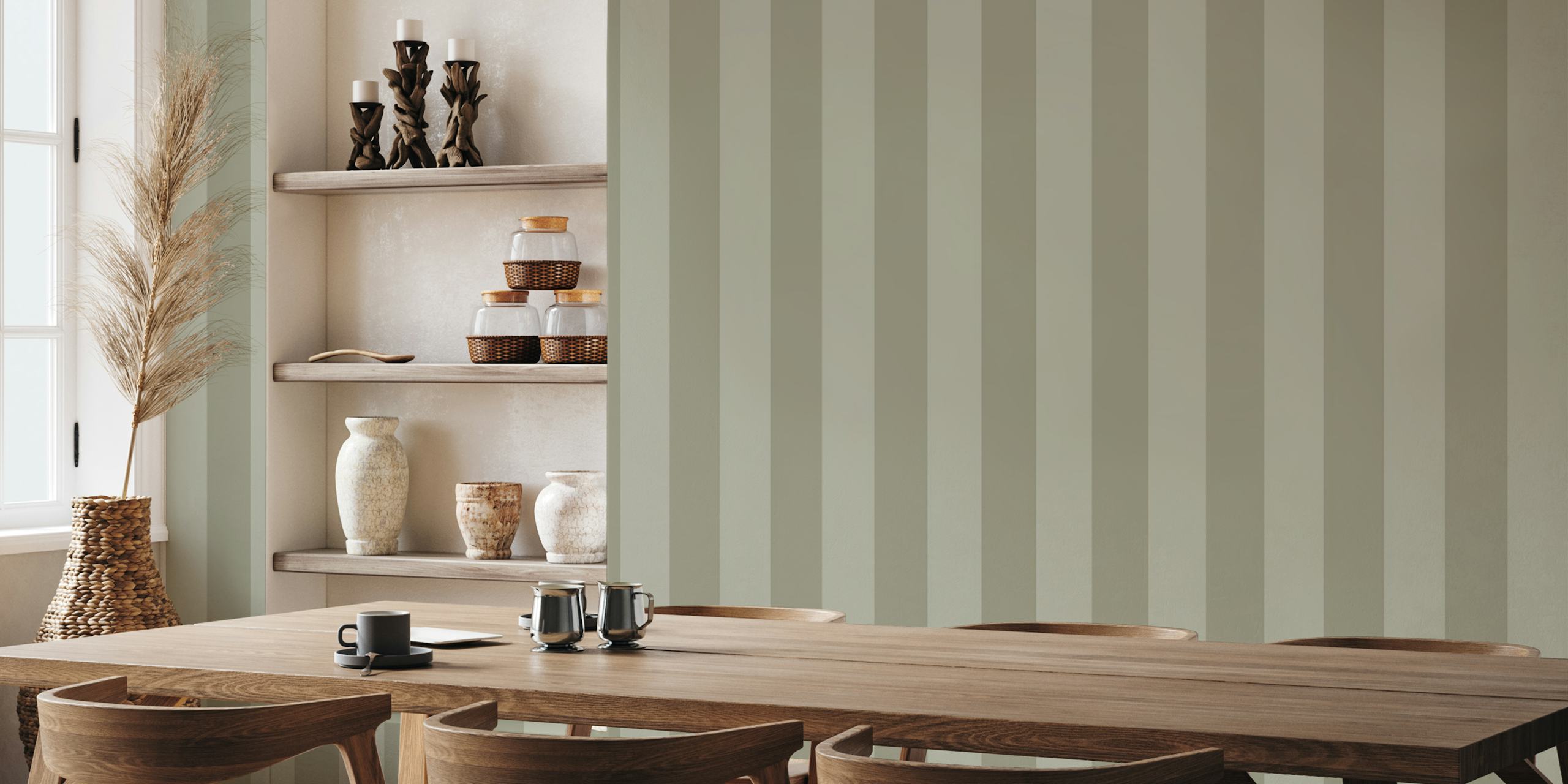 Sage Gray Scandi Stripes tapet i et børneværelse