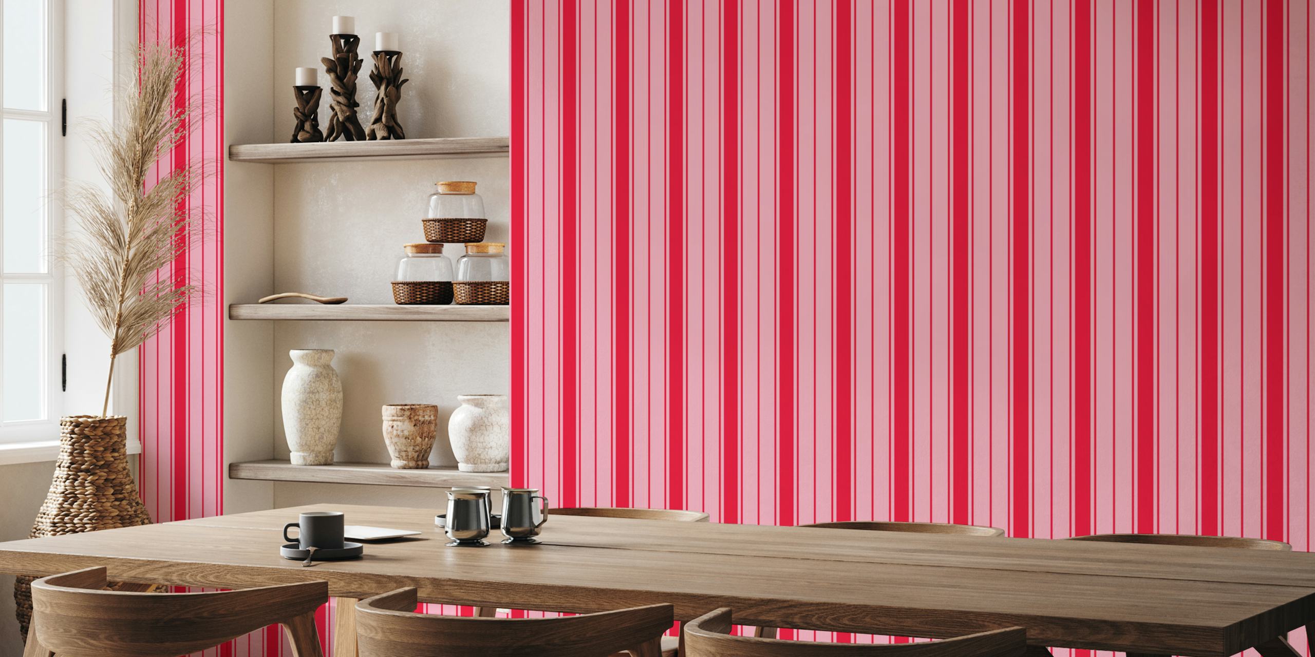 Crimson Red og Pink Stripe Elegance tapet i et rom
