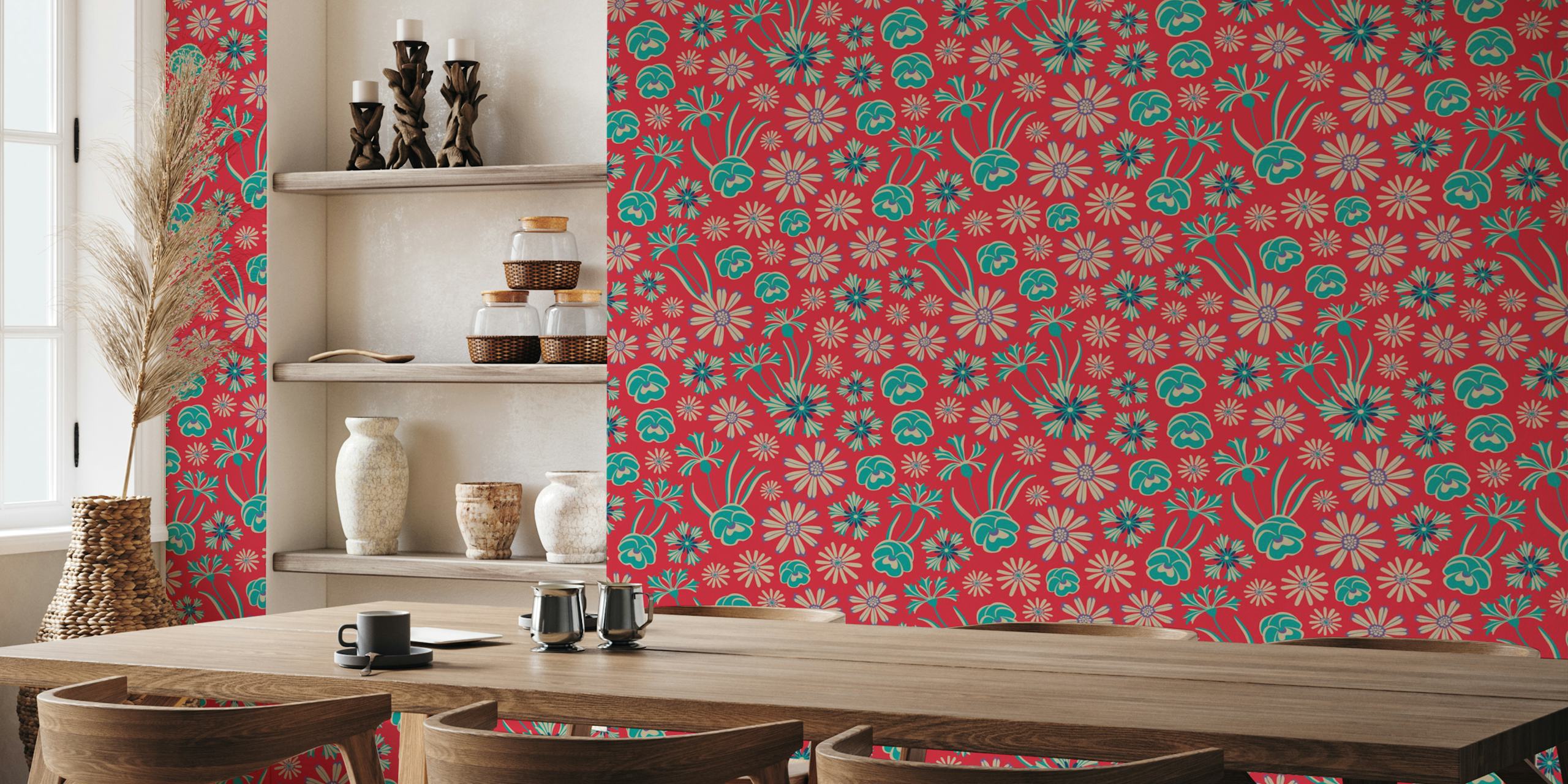 Floriography Floral Botanical wallpaper in a room