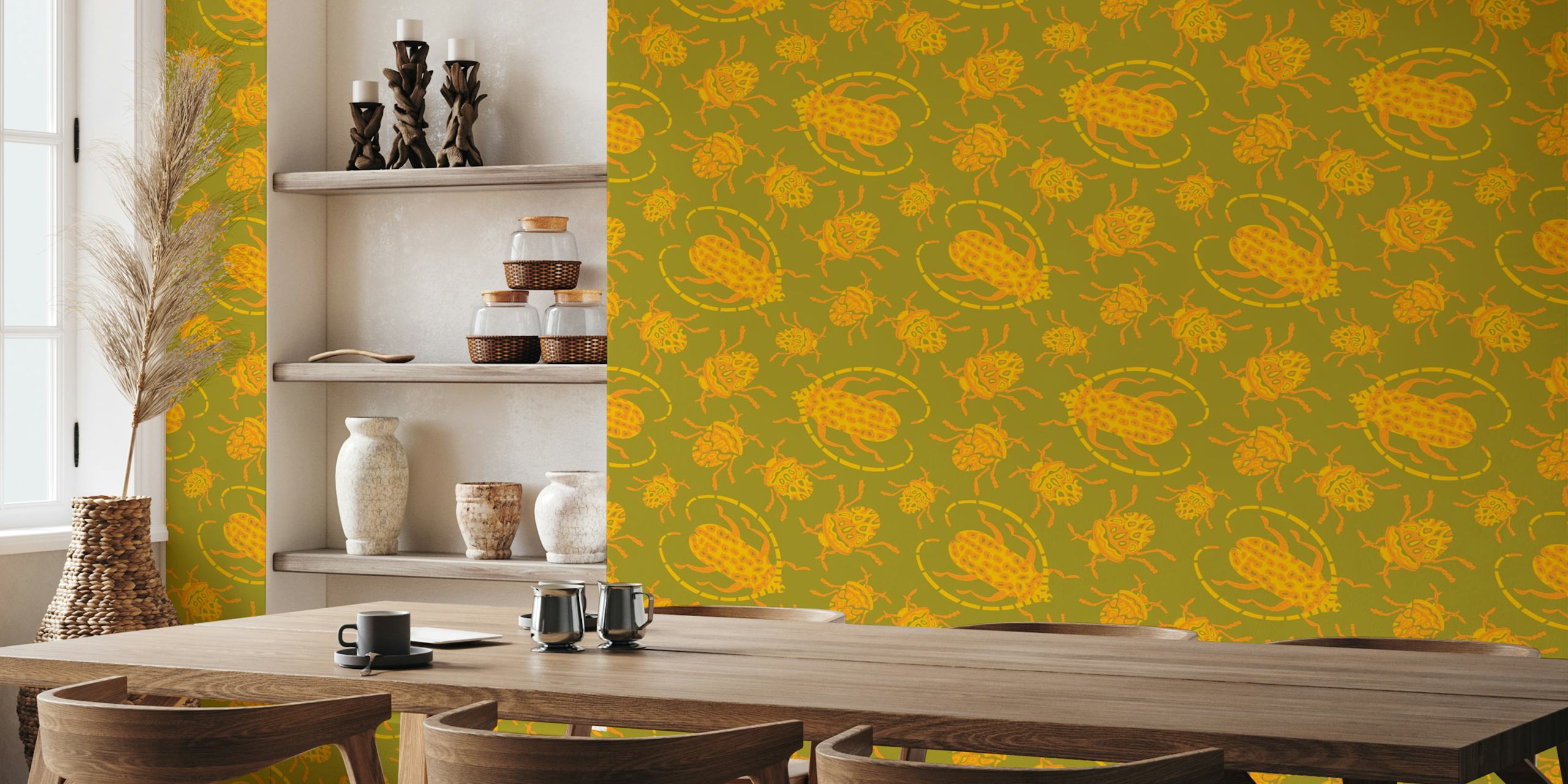 Beetle-mania retro insect bug wallpaper in room