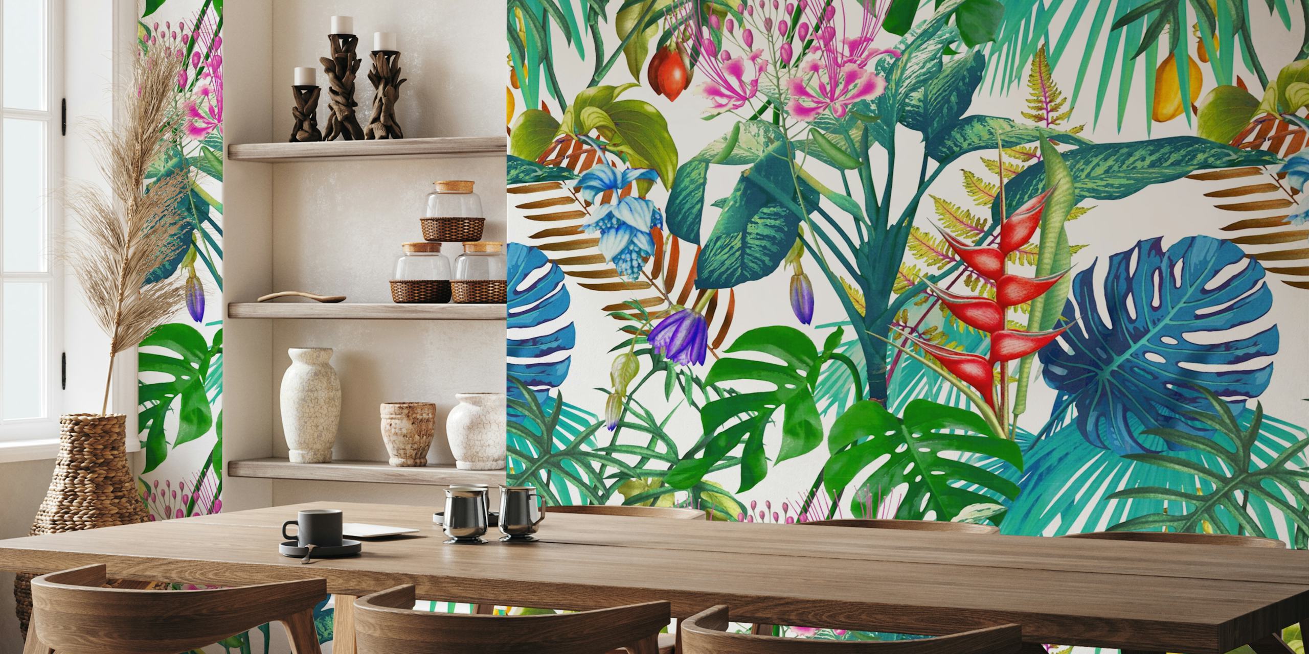 Ταπετσαρία Tropical Botanica σε φωτεινό δωμάτιο