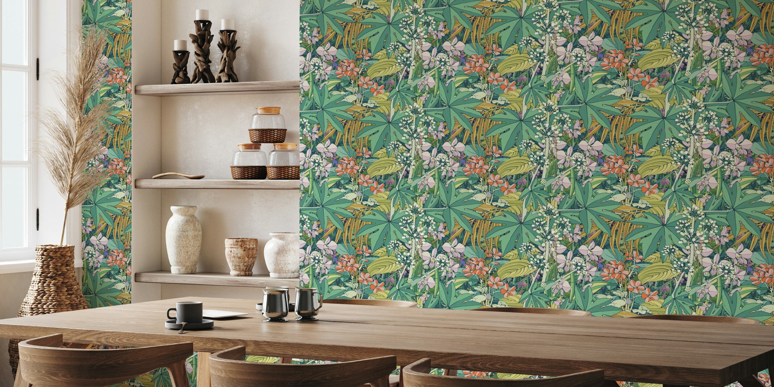 Design della carta da parati giardino tropicale in una stanza
