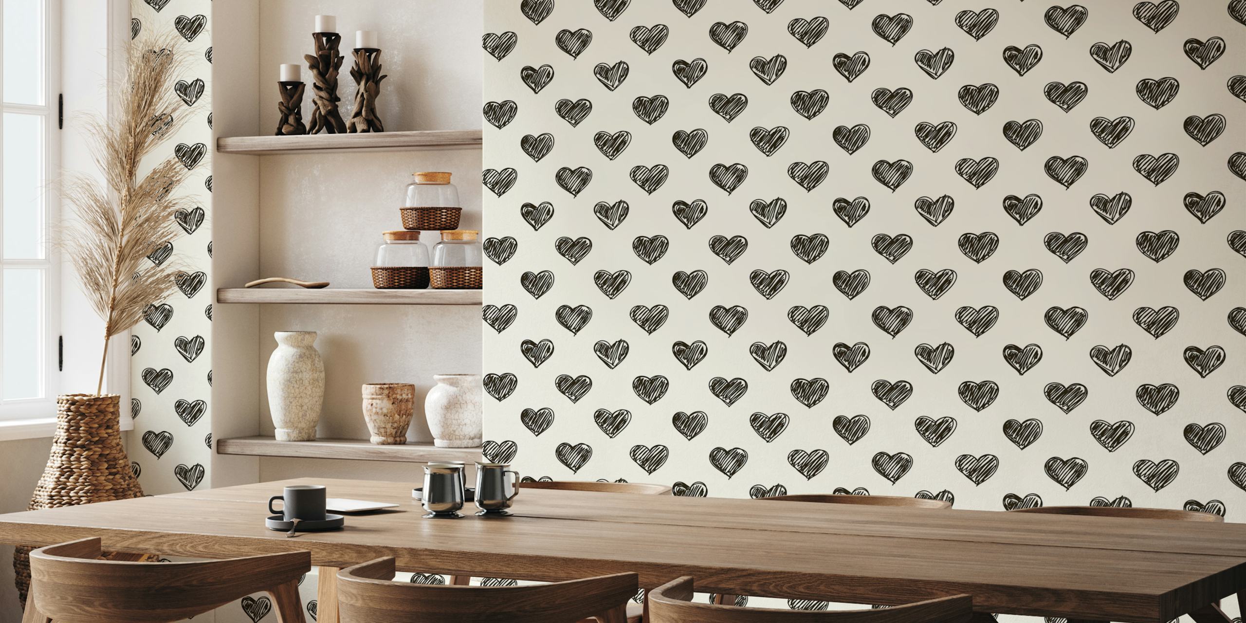 Heart Sketch wallpaper in a room setting
