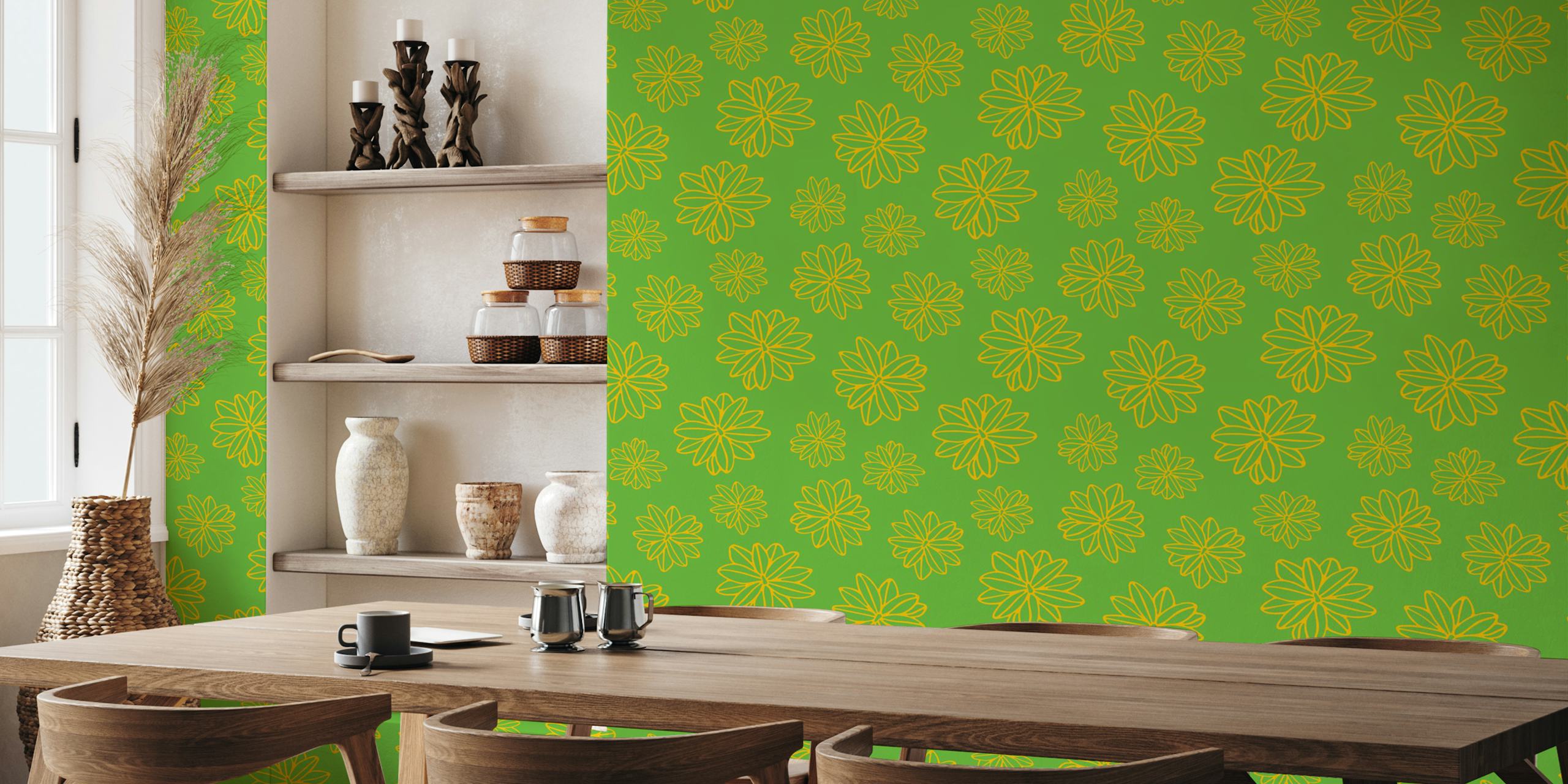 Ταπετσαρία Bloom Big Boho Flowers σε ένα δωμάτιο