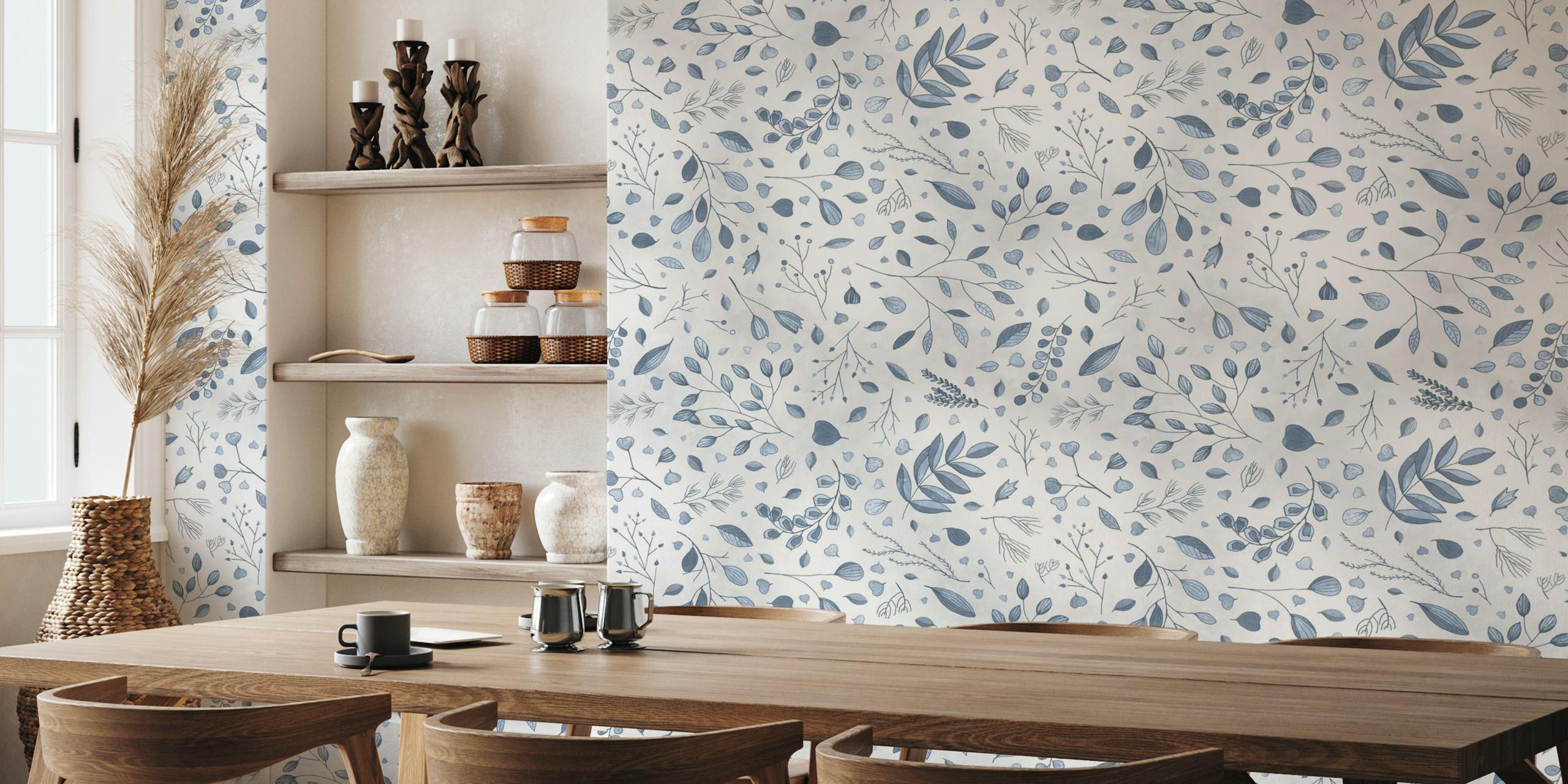 Diseño de papel pintado Blue Plants and Branches