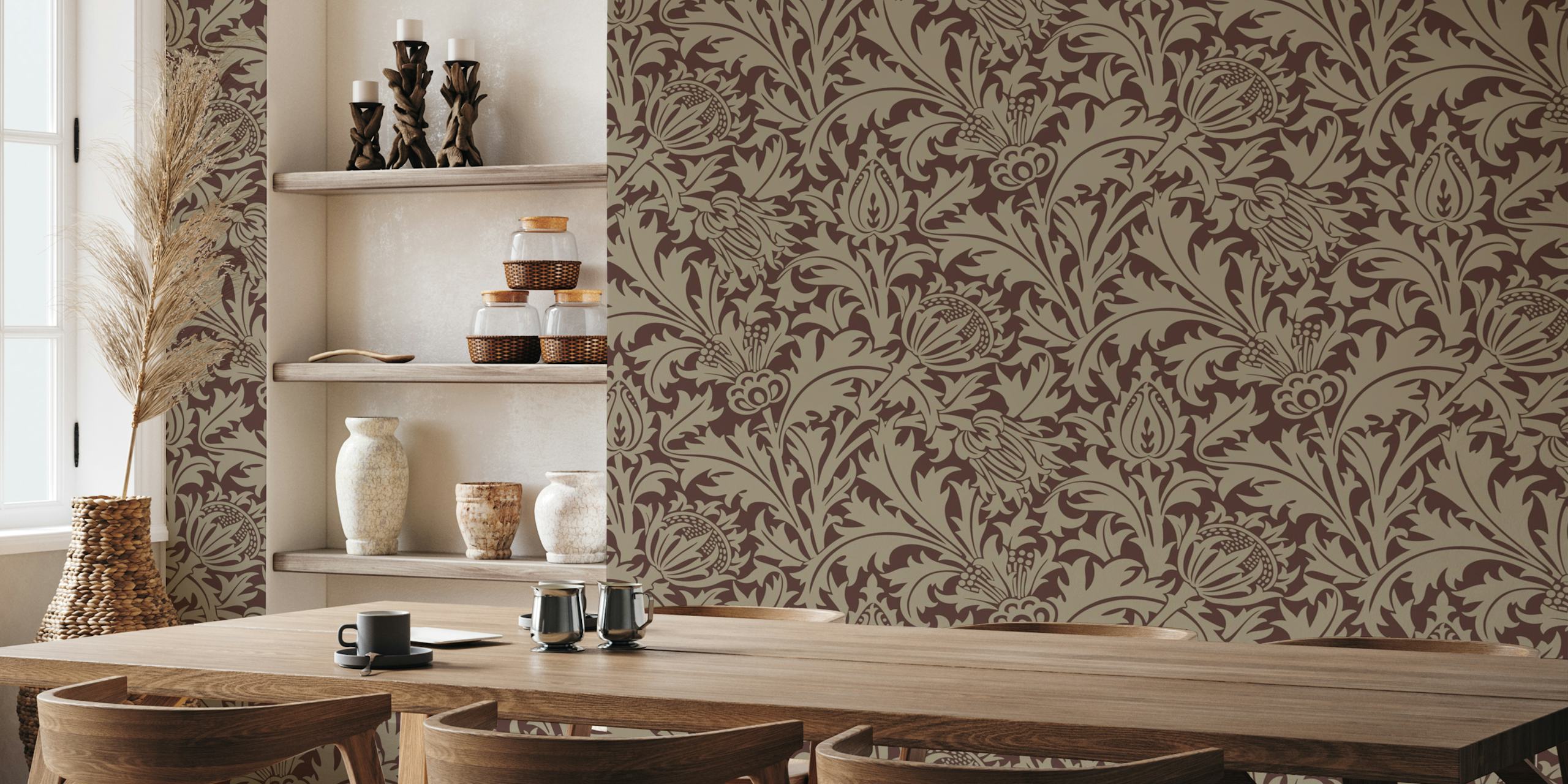 Victorian Pure Thistle 6 wallpaper in a room