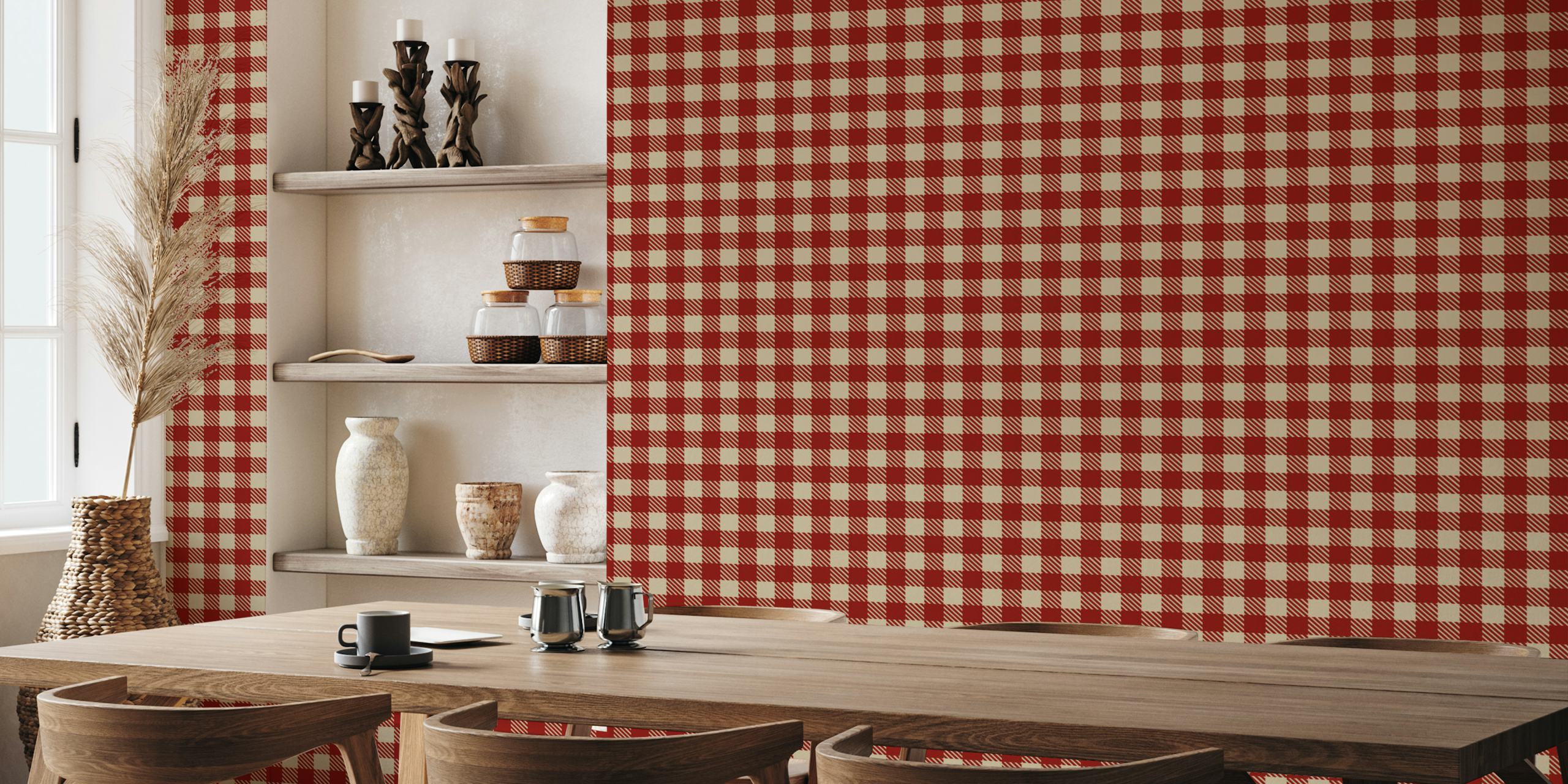 Charming classic gingham pattern wallpaper