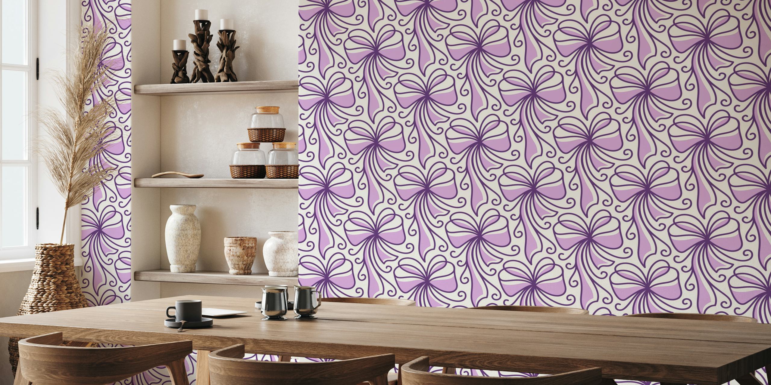 Papier peint Purple Lavender Ribbon dans une pièce