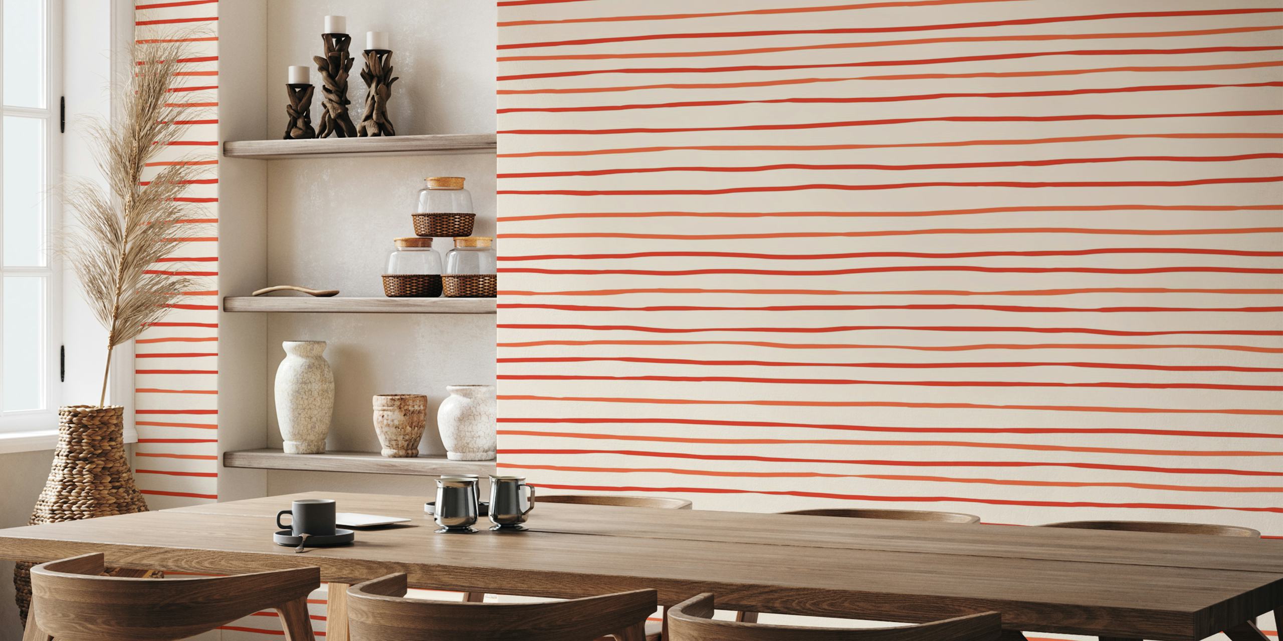 Crispy Red Stripes wallpaper in a room