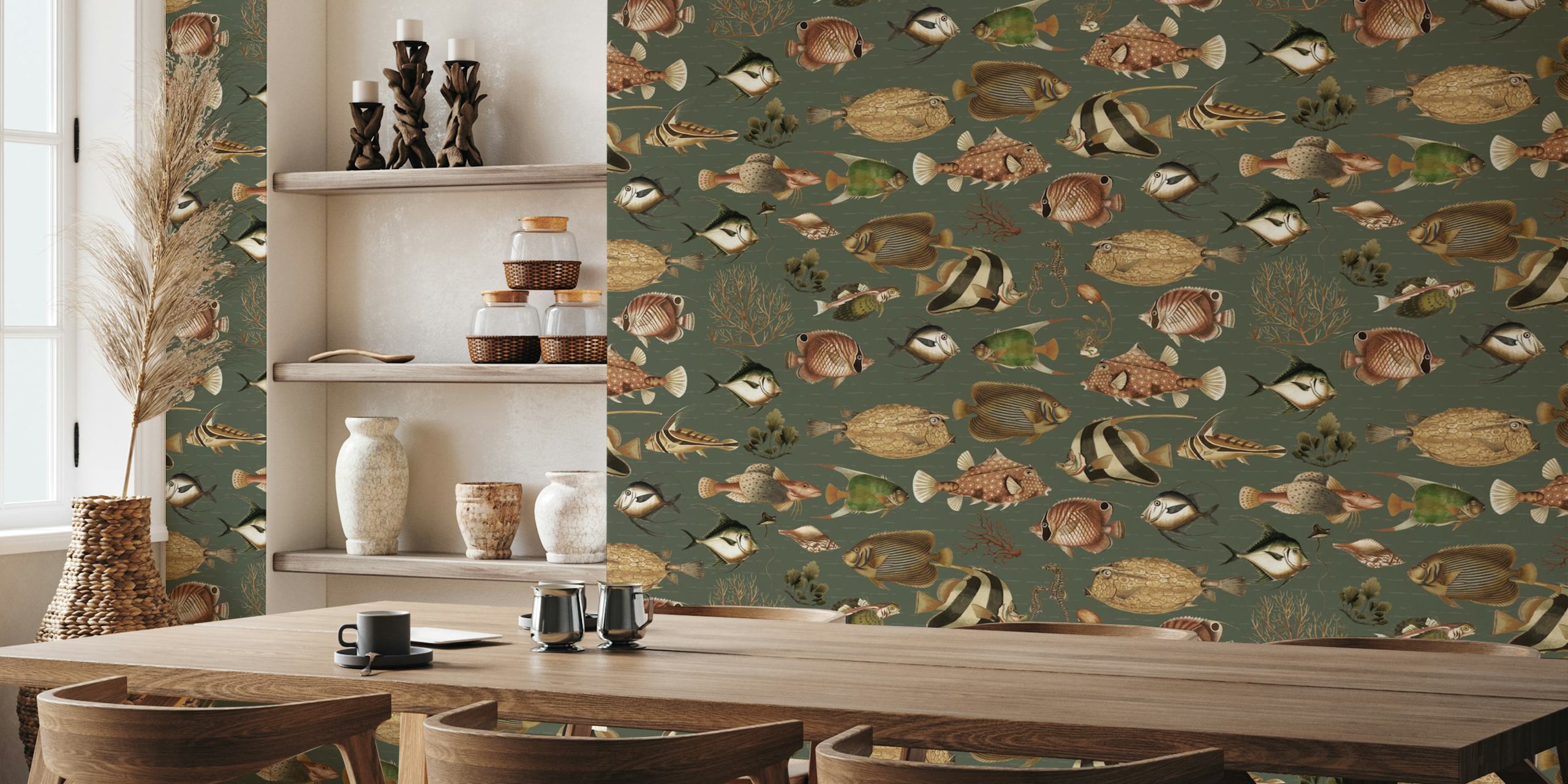 Tropical Oceania Fish Haven wallpaper design
