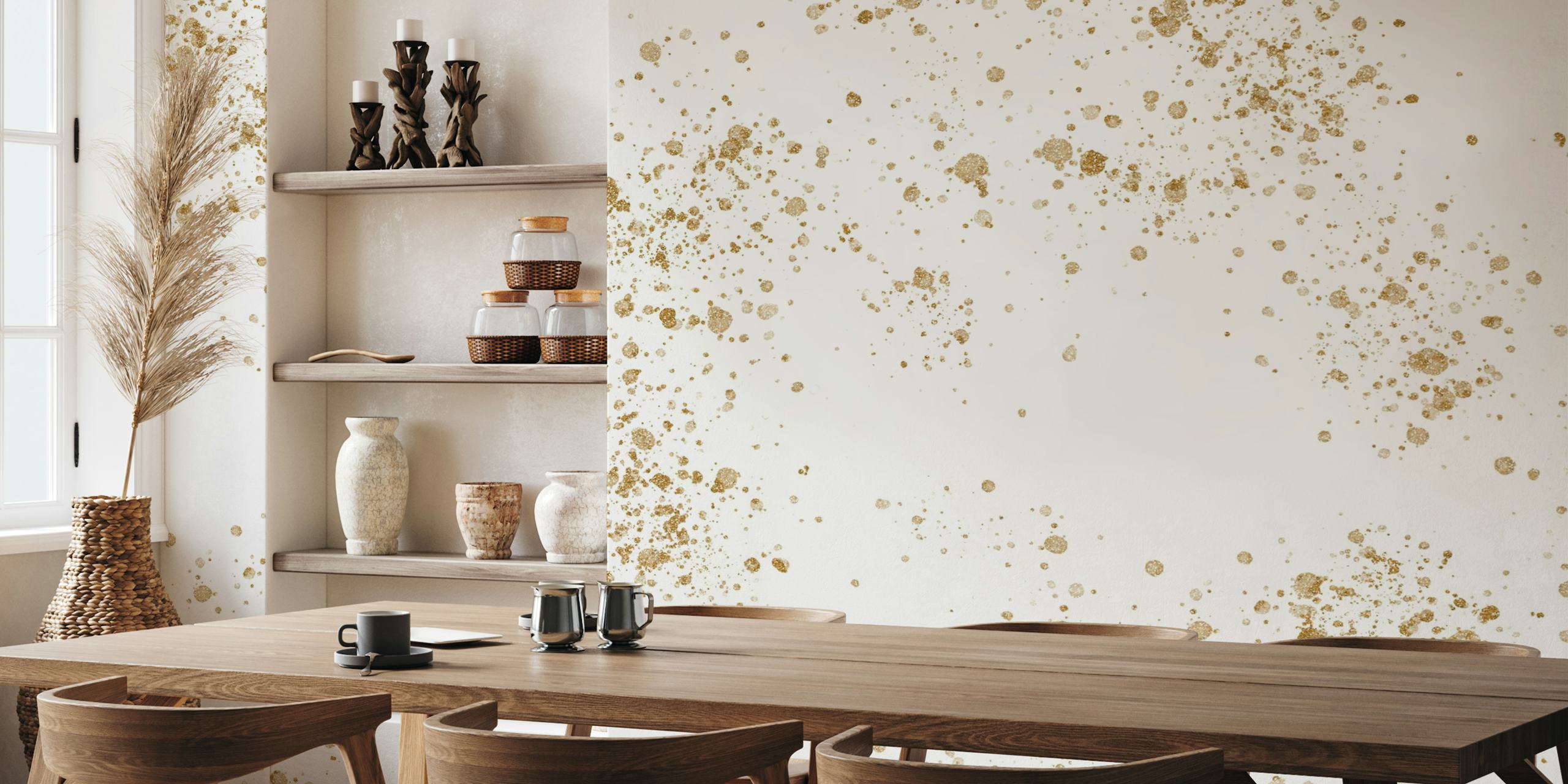 Watercolor gold dream pattern wallpaper in a room