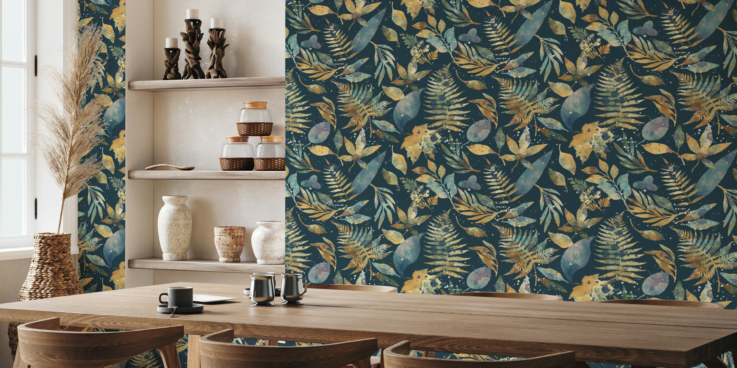 Enchanted Forest Foliage wallpaper in a room