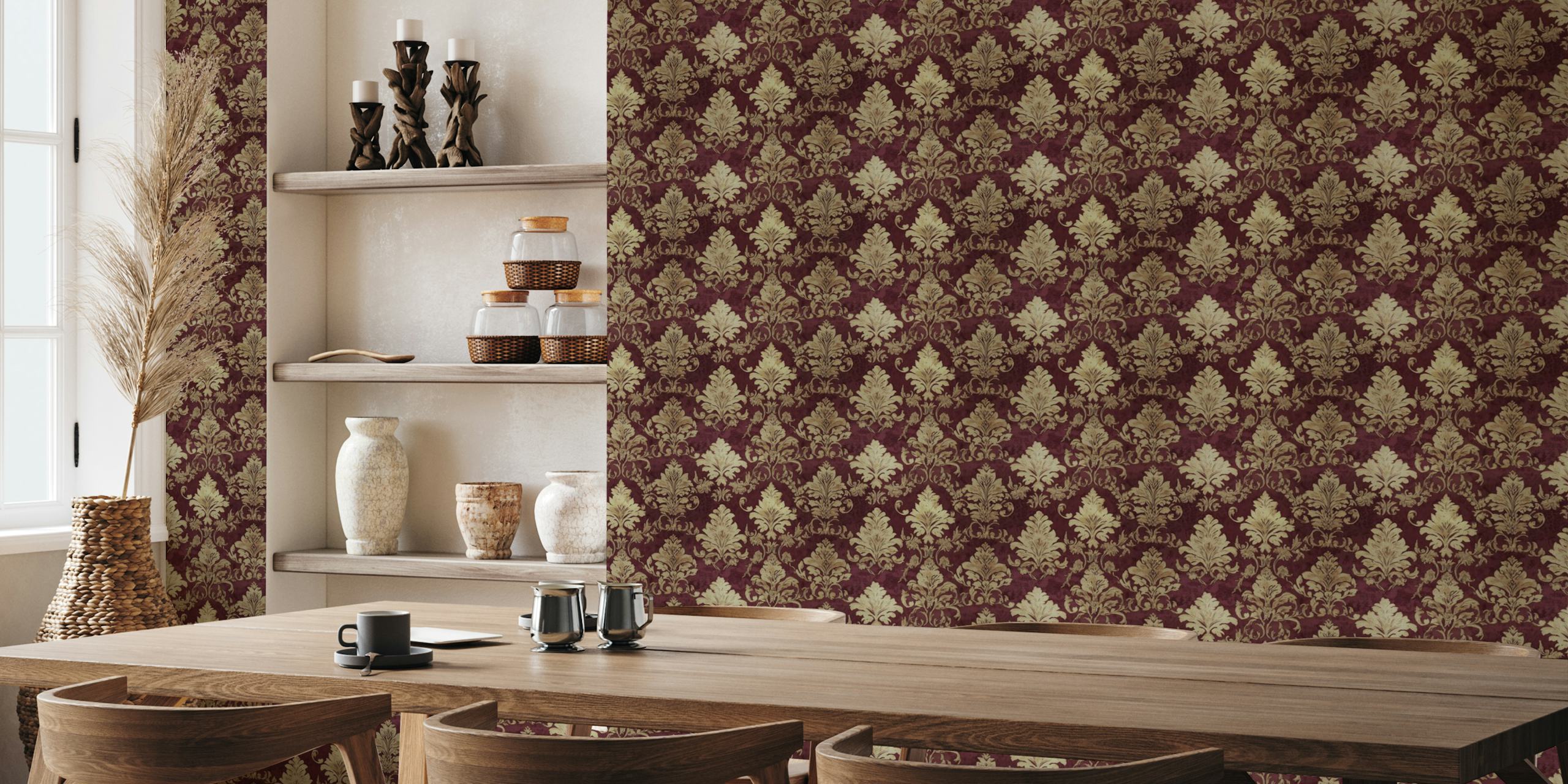Tapeta Baroque Gold Flourish w pokoju