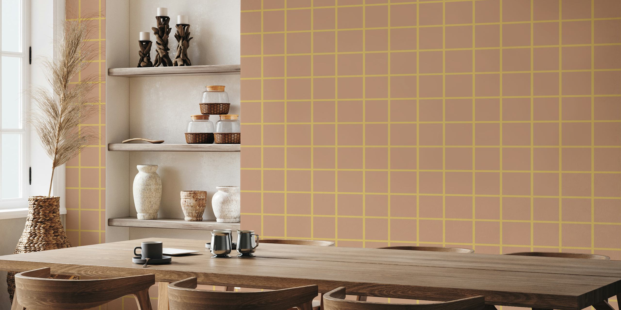 Papel de parede Minimalist Sunset Squares em um quarto