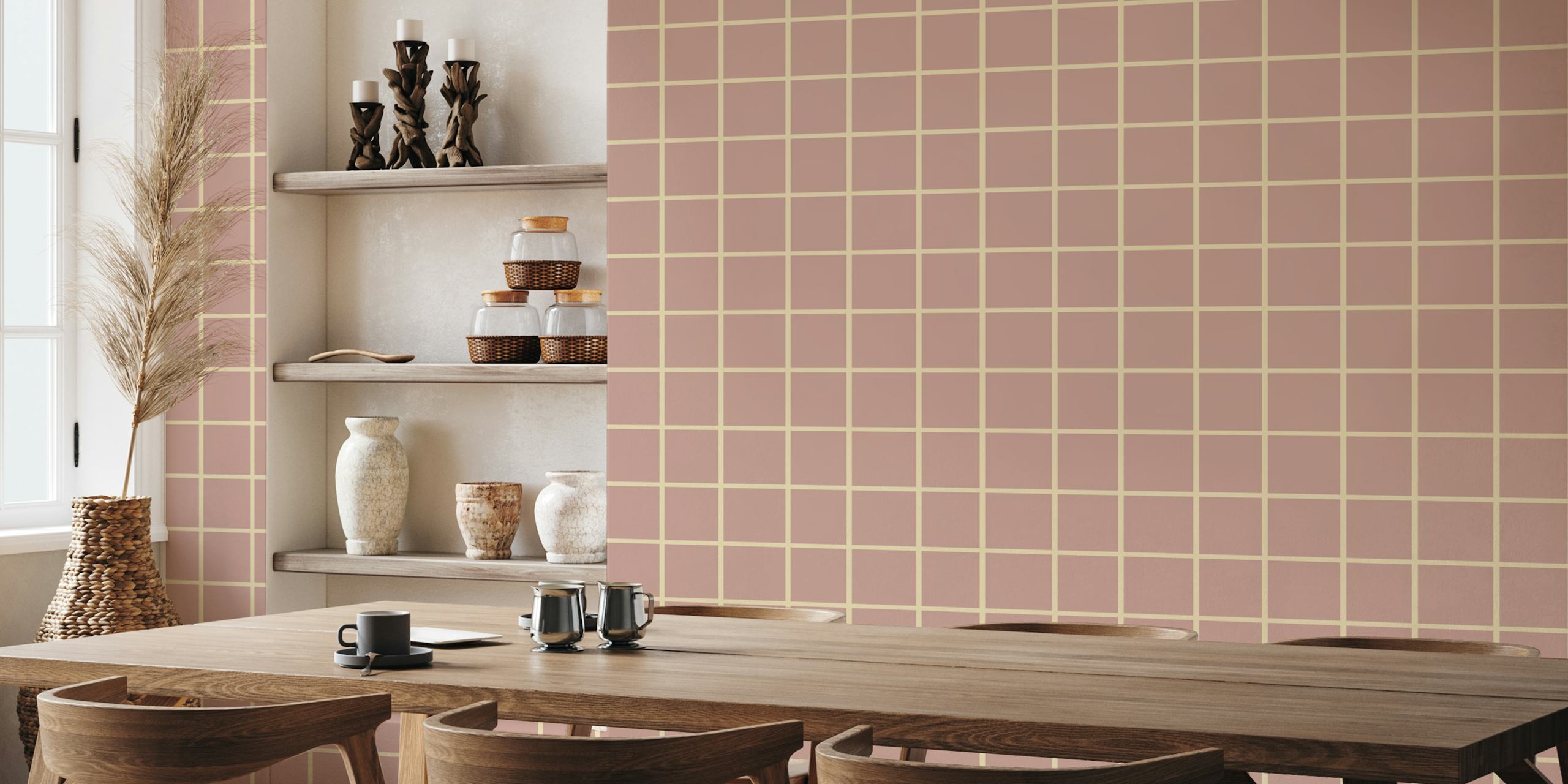 Tapeta Minimalist Pastel Grid v místnosti
