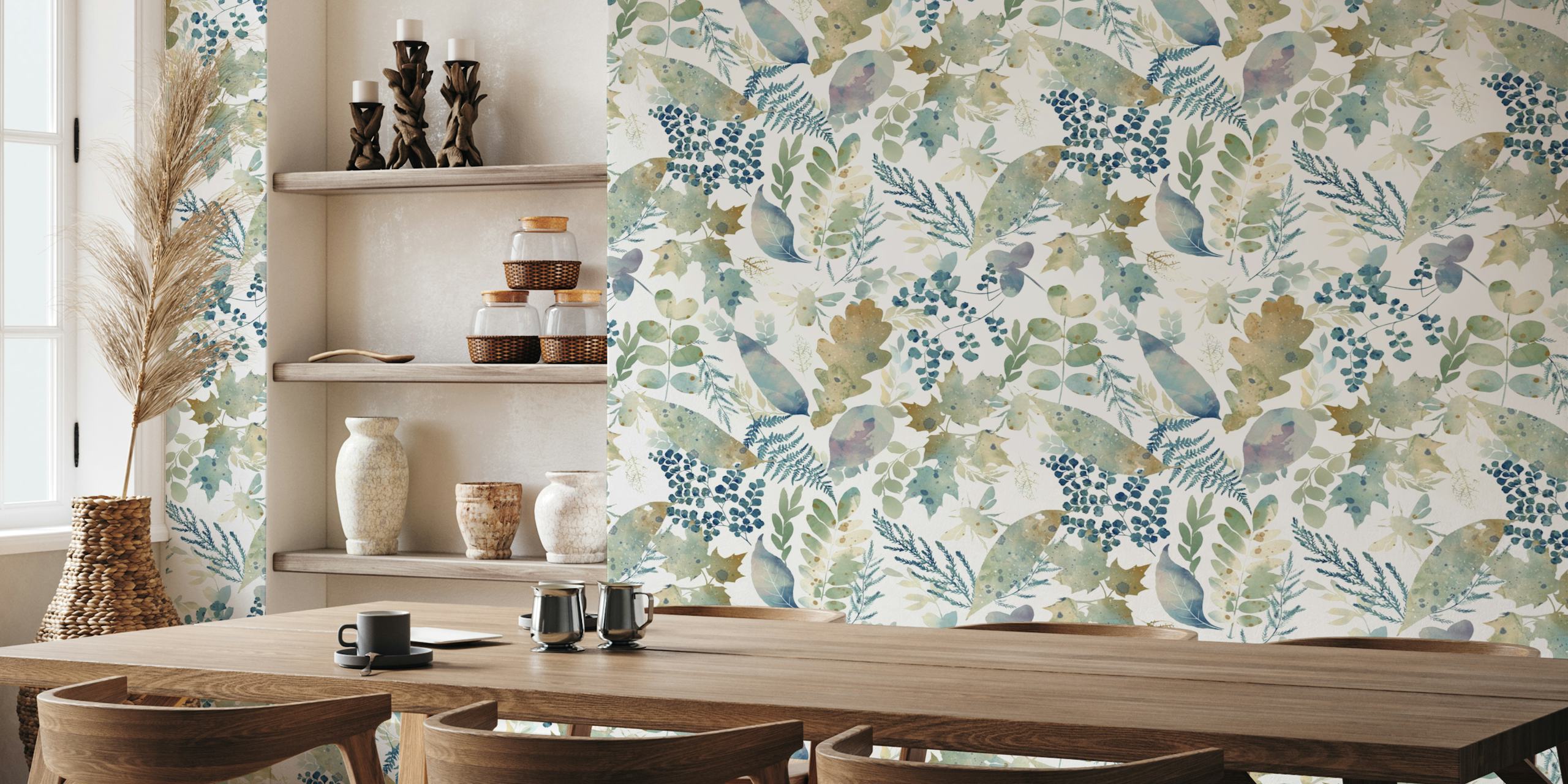 Whimsical Leaf Harmony wallpaper in a room
