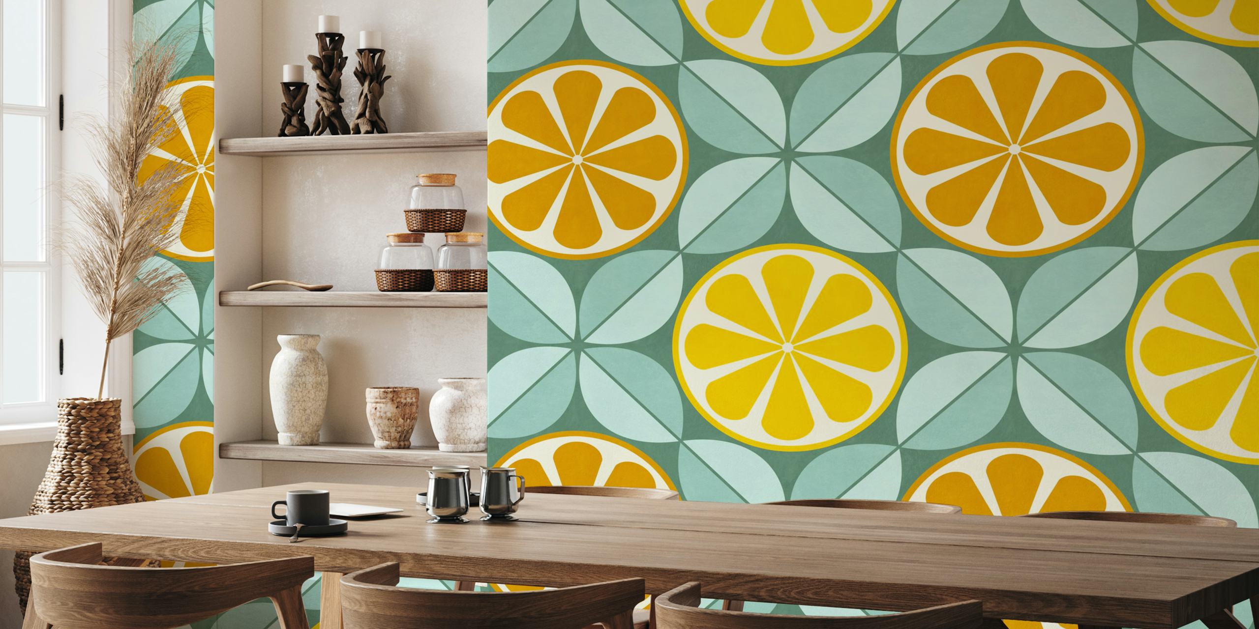 Geometric Citrus Fruit wallpaper design