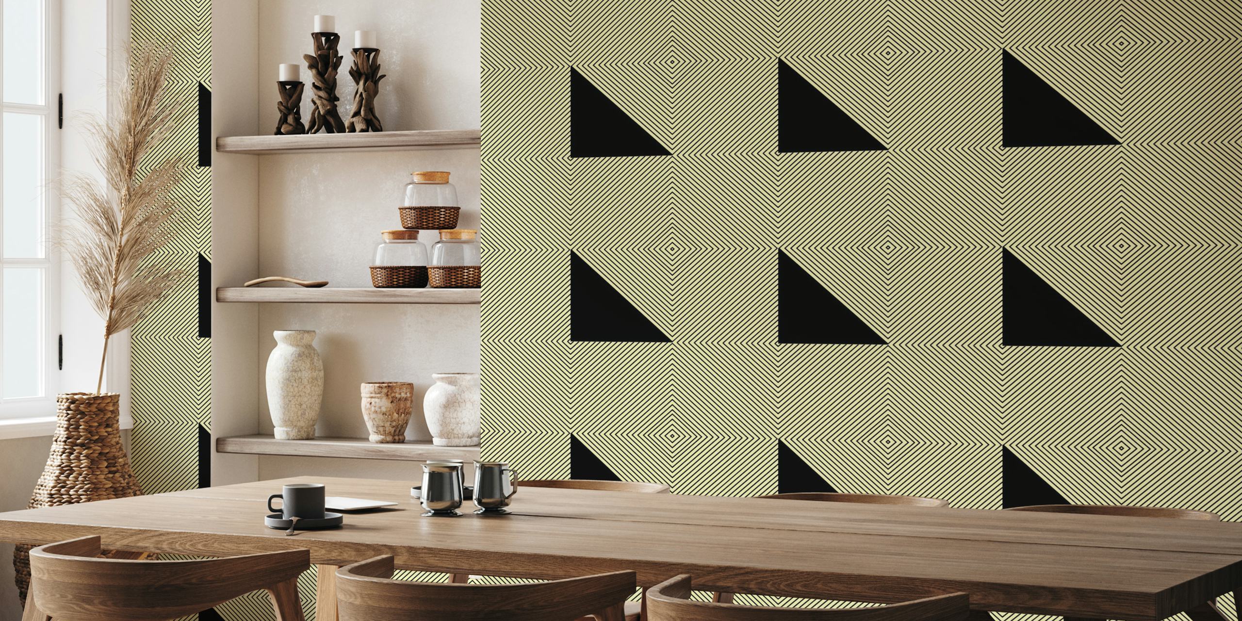 Black and white geometric diagonal lines wallpaper