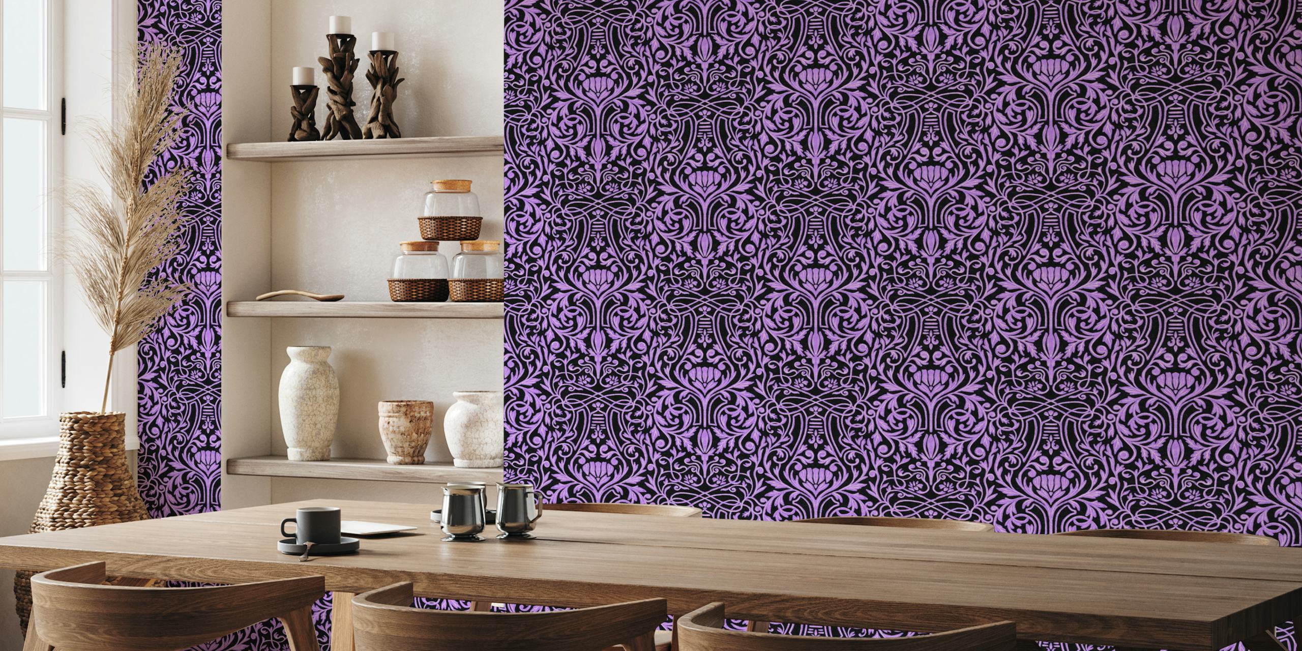 Aurelia dark wallpaper design in a room.