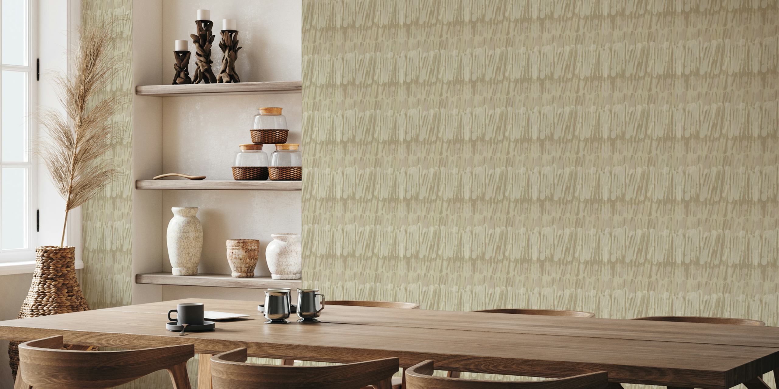 Abstract brush strokes in cream and beige colors wallpaper