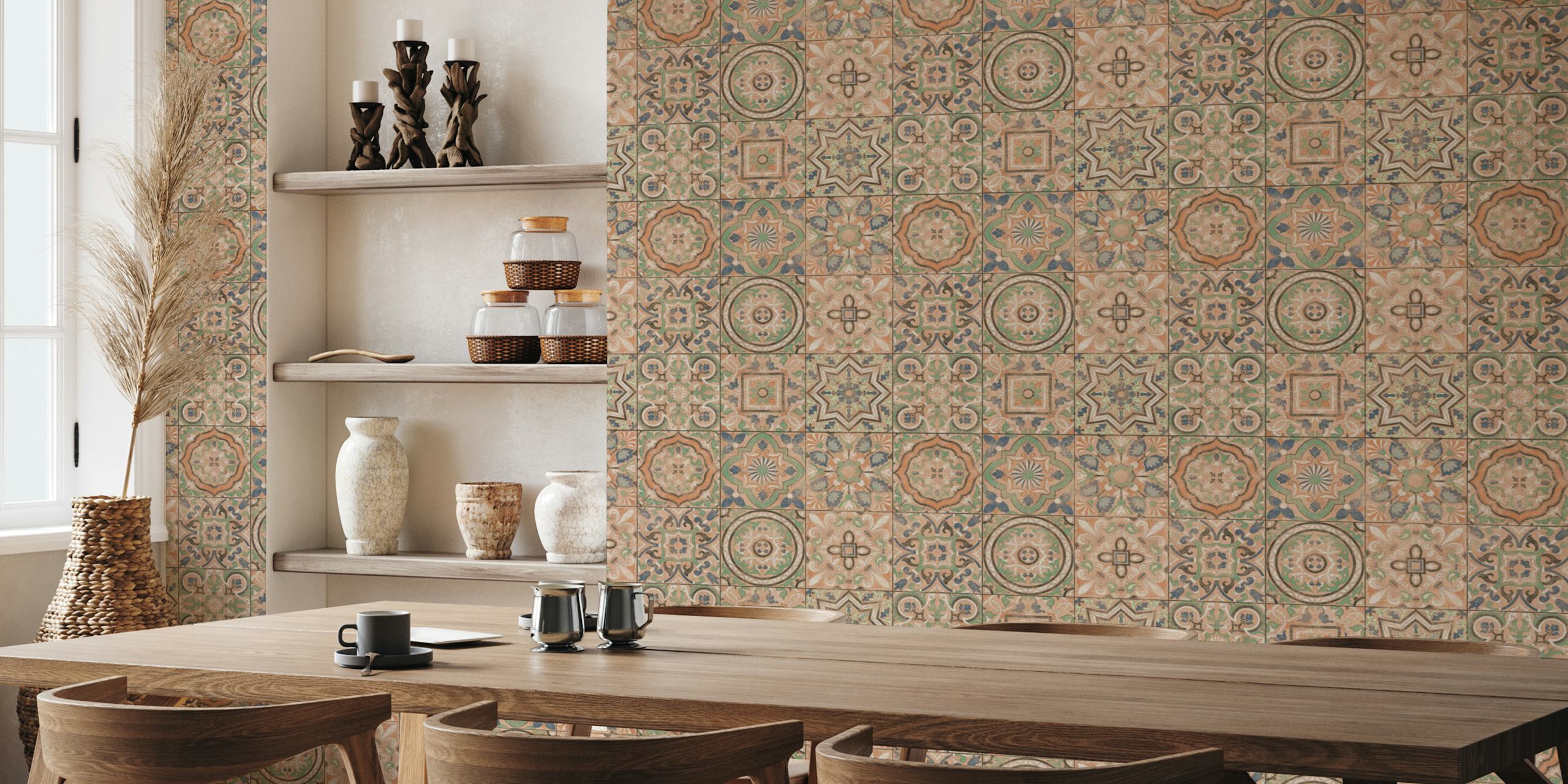 Spanish vintage tiles wallpaper in einem Raum